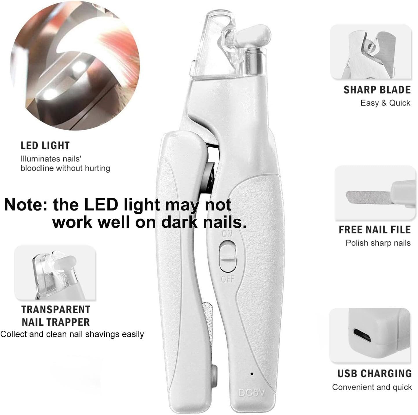 FELIXLEO Katzen-Futterautomat Haustier Nagelknipser mit LED Licht Krallenschere für Hunde Katzen