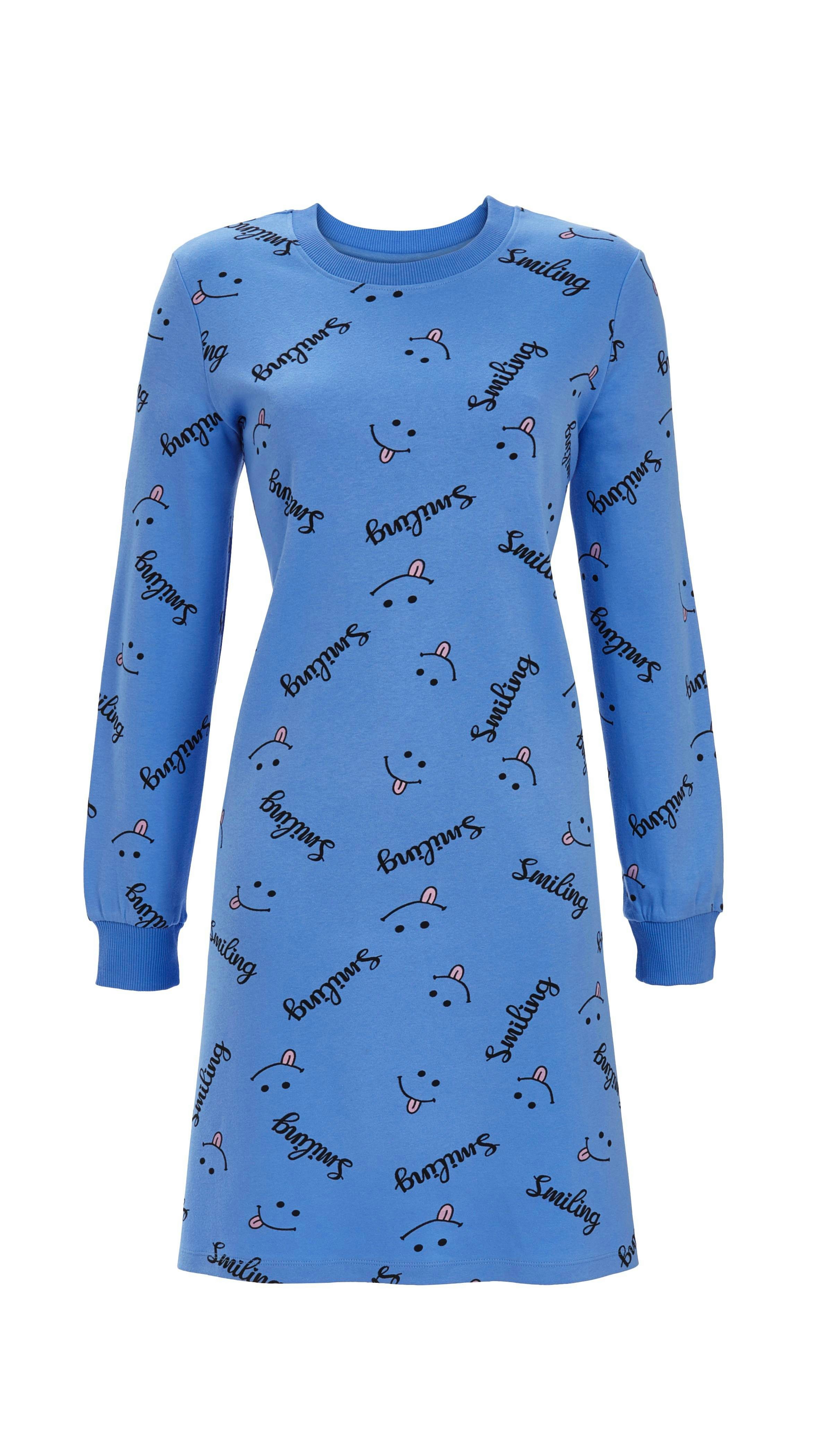 Ringella Nachthemd mit Strickbündchen und Alloverdruck Alloverdessin mit Smileys