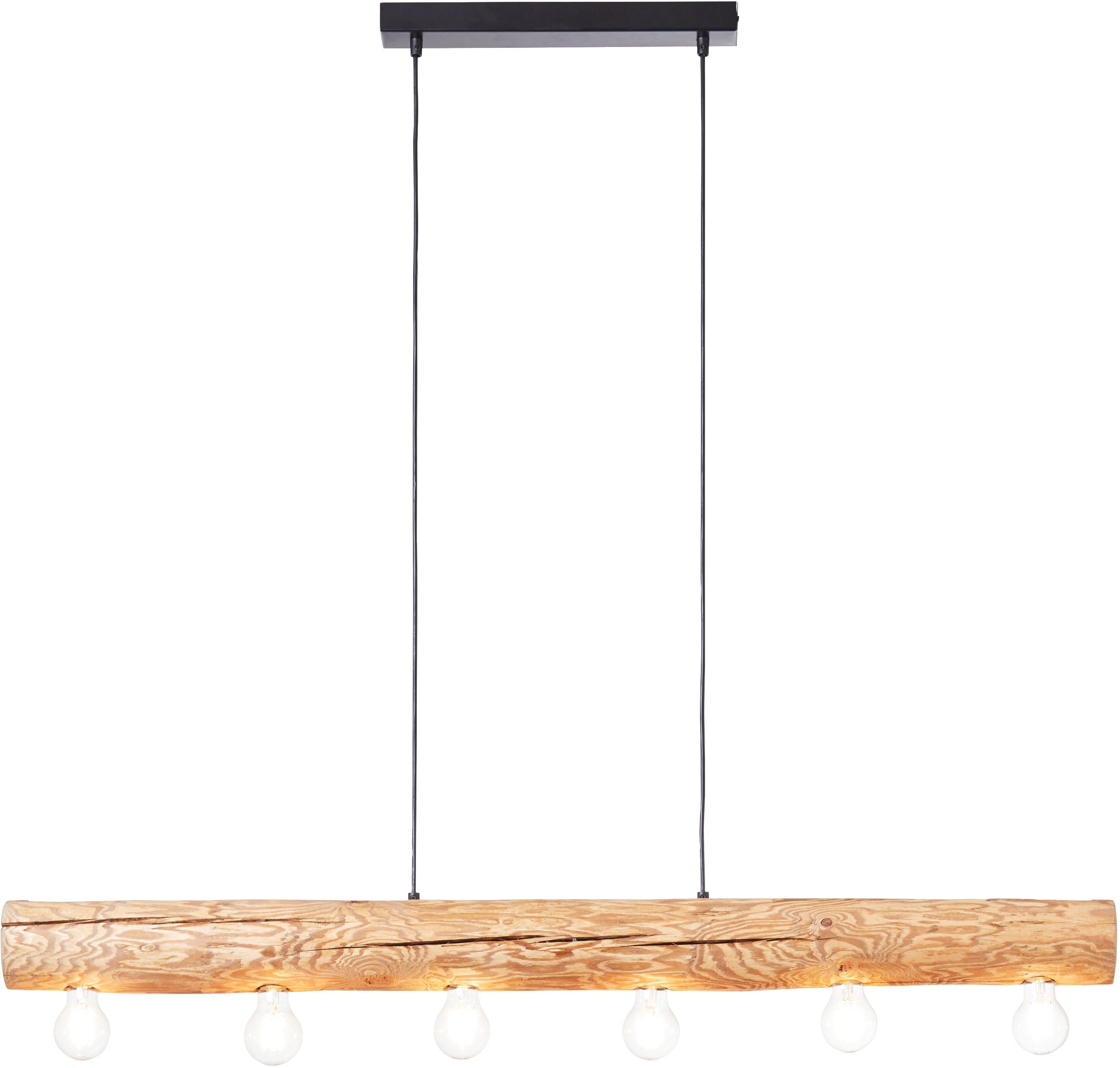 Brilliant Pendelleuchte Trabo, ohne Leuchtmittel, 105cm Höhe, 115cm Breite, 6x E27, kürzbar, Holz/Metall, kiefer gebeizt
