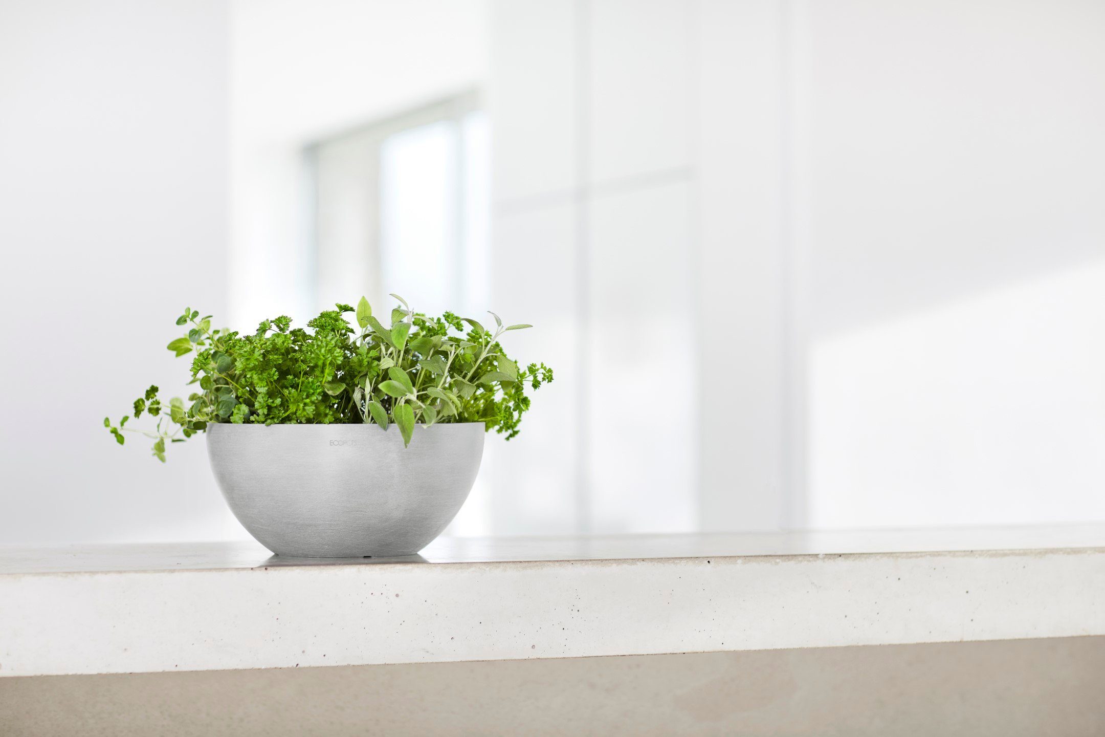 ECOPOTS Blumentopf BRUSSELS White Grey, BxTxH: 25x25x12 cm günstig online kaufen