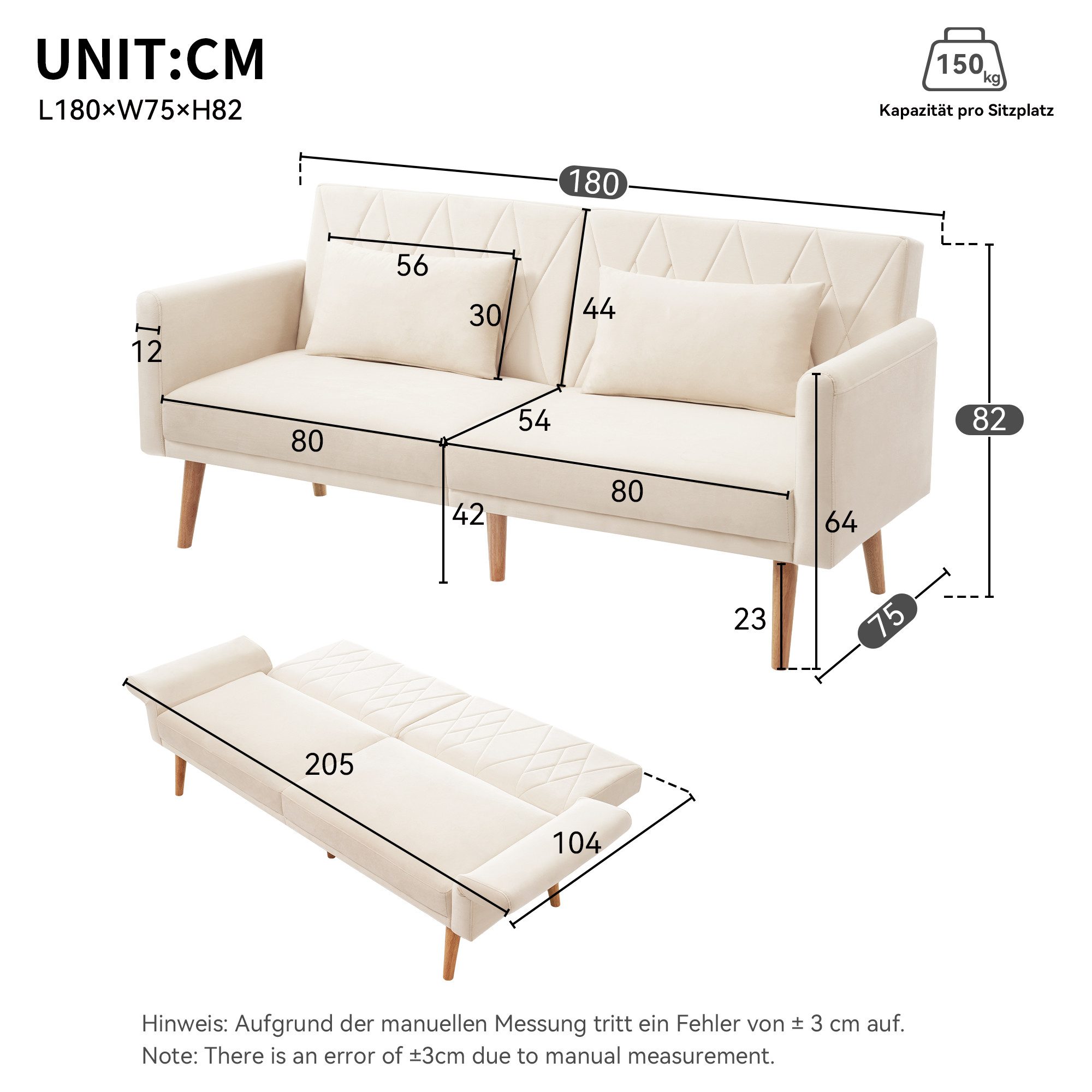 Ulife Schlafsofa Loungesofa, Kleines Sofa, Zweisitzer-Sofa günstig online kaufen