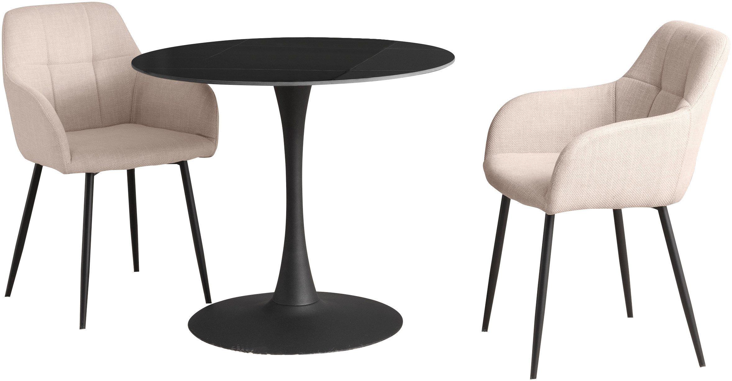 HELA Essgruppe MOSEL, (3-tlg), Tisch 90x75 cm, Platte rund, gesinterter Ste günstig online kaufen