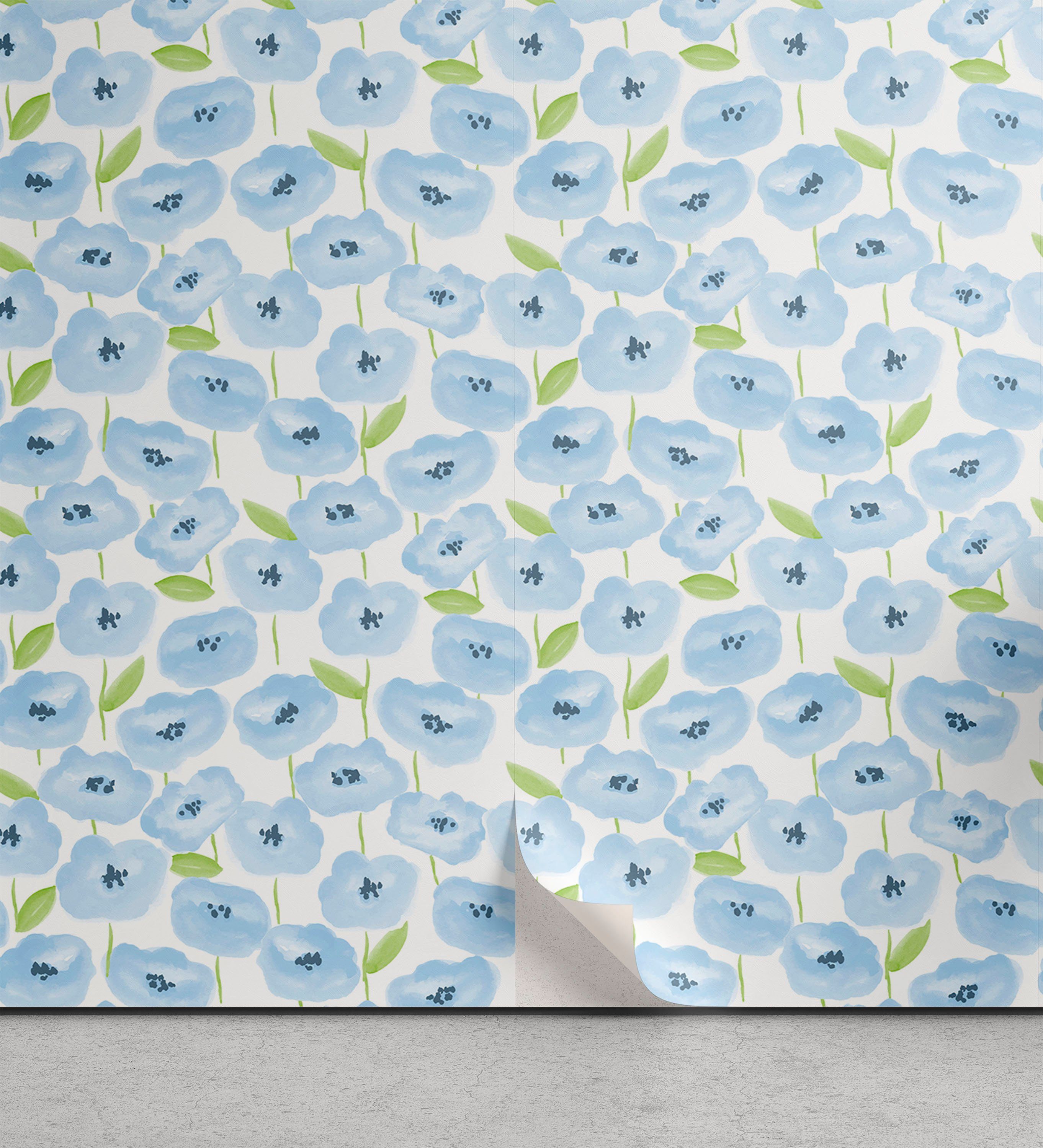 Abakuhaus Vinyltapete selbstklebendes Wohnzimmer Küchenakzent, Blume Botanischer Frühling Vibe