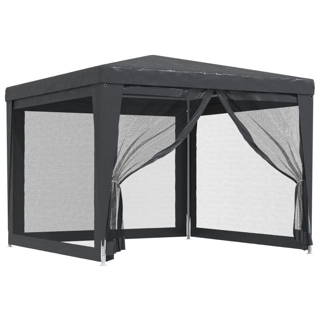 vidaXL Pavillon anthrazit Pavillon Partyzelt mit 4 Mesh-Seitenwänden Anthrazit 3x3 m H