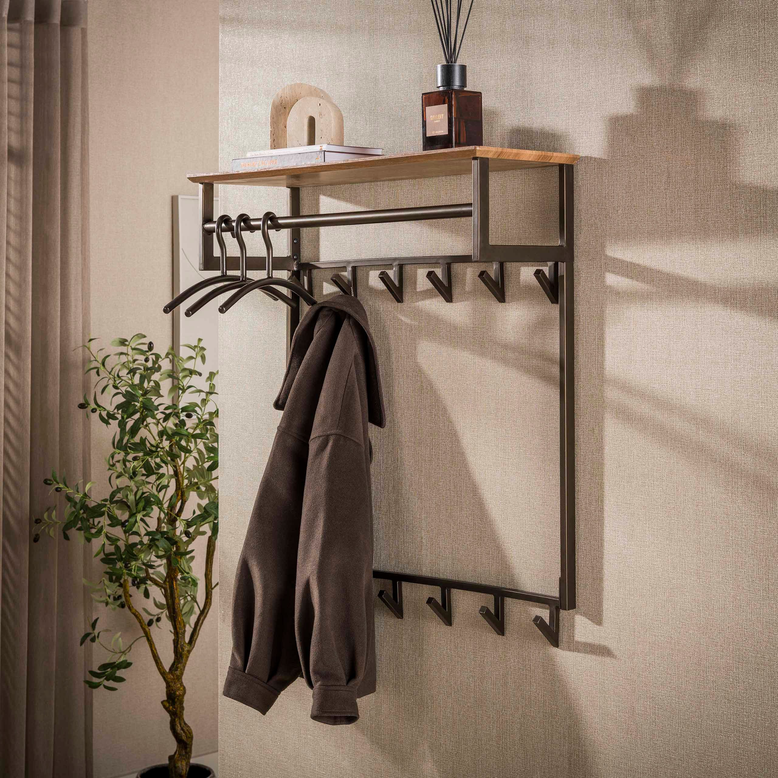Sitheim-Europe Wandgarderobe Garderobe Bruno hoch 2x6 Haken / Drift brown (1 St)