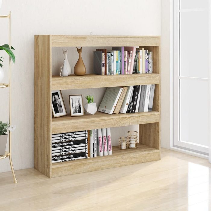 LBF Bücherregal Raumteiler Bookshelf Sonoma-Eiche Regal 100x30x103 cm