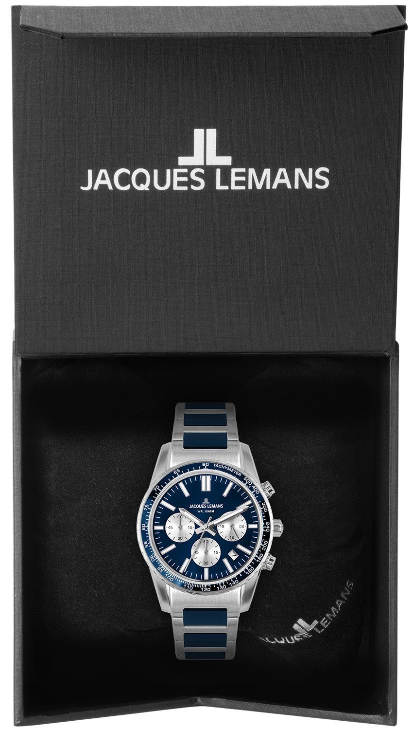Jacques Lemans 39 Blau mm Quarzuhr Armbanduhr Ø Liverpool Chronograph