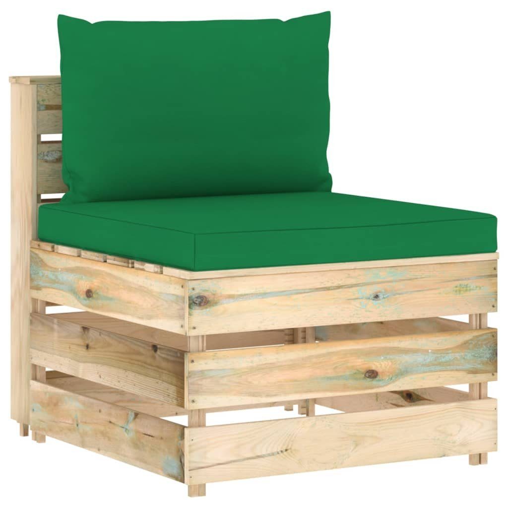 vidaXL Sofaelement Modulares Mittelsofa mit Kissen Grün Imprägniertes Holz (1 St)