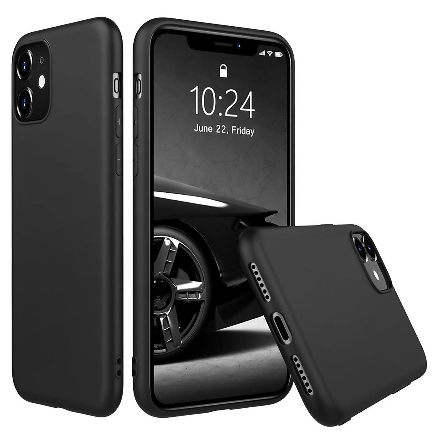 CoolGadget Handyhülle Handy Schutzhülle für Apple iPhone 11 matt schwarz 6,1 Zoll, Silikon TPU Hülle Schutz Tasche Cover schlicht Slim Case