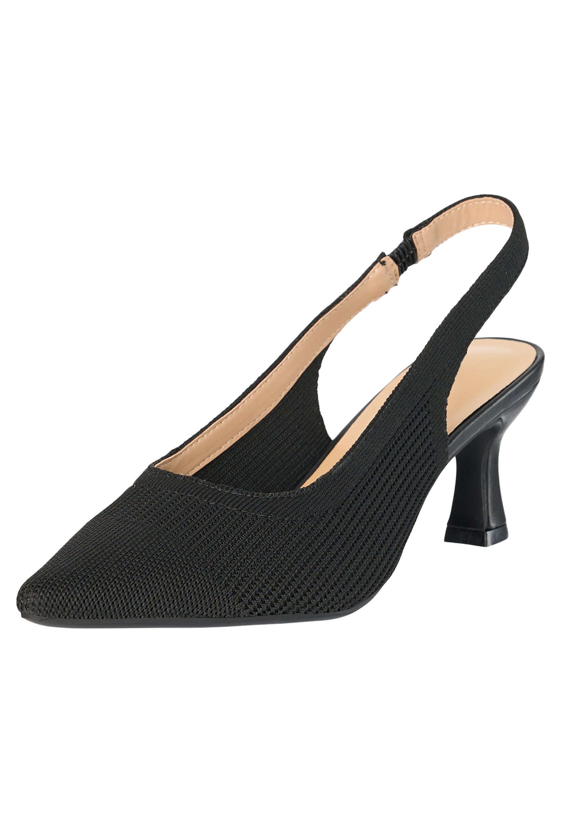 Salinyang Damen Slingback Kitten Heel Pumps in Strickoptik mit Trichterabsatz Sandalette