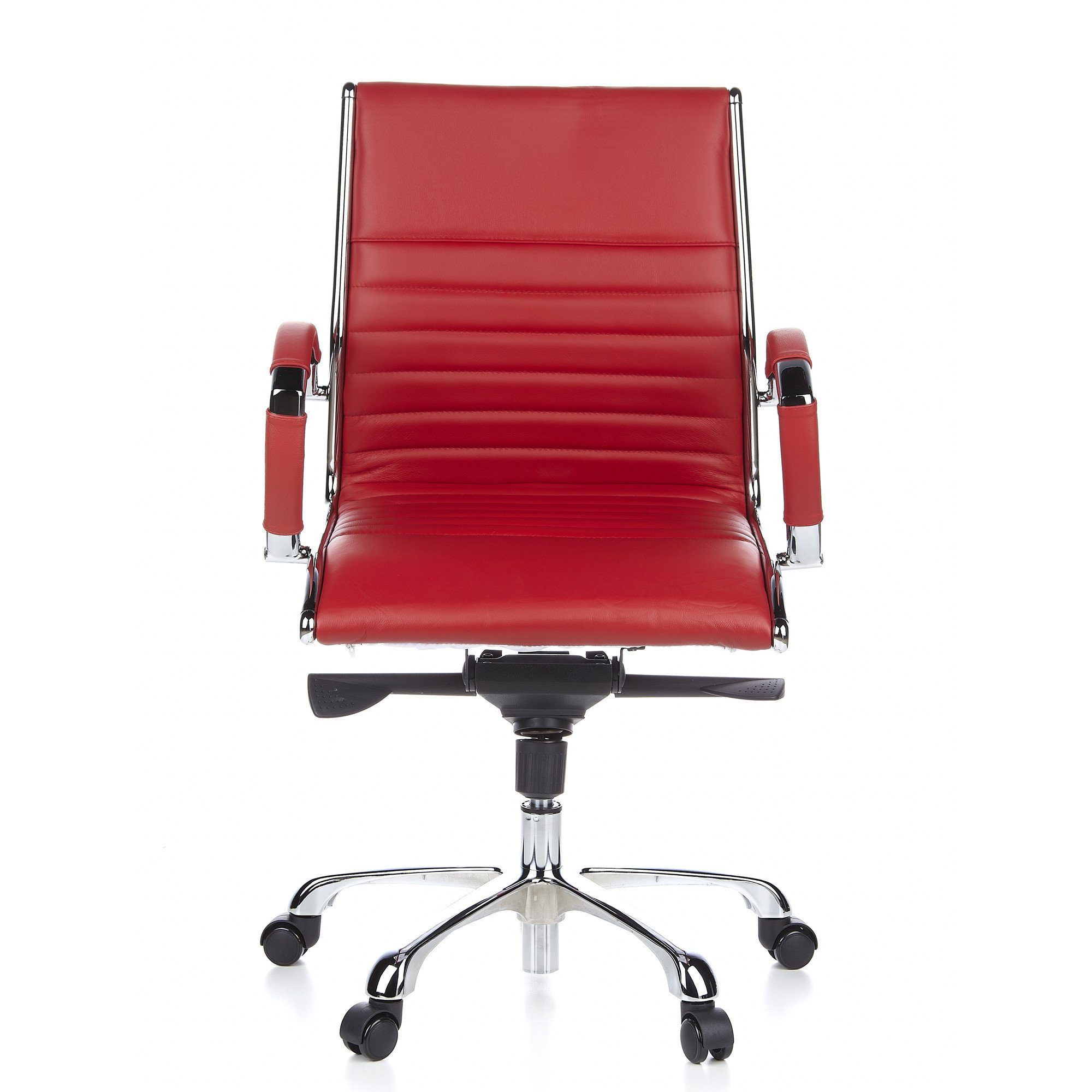 hjh OFFICE Chefsessel Profi Chefsessel PARMA 10 Leder mit Armlehnen, Drehstuhl Bürostuhl ergonomisch Rot