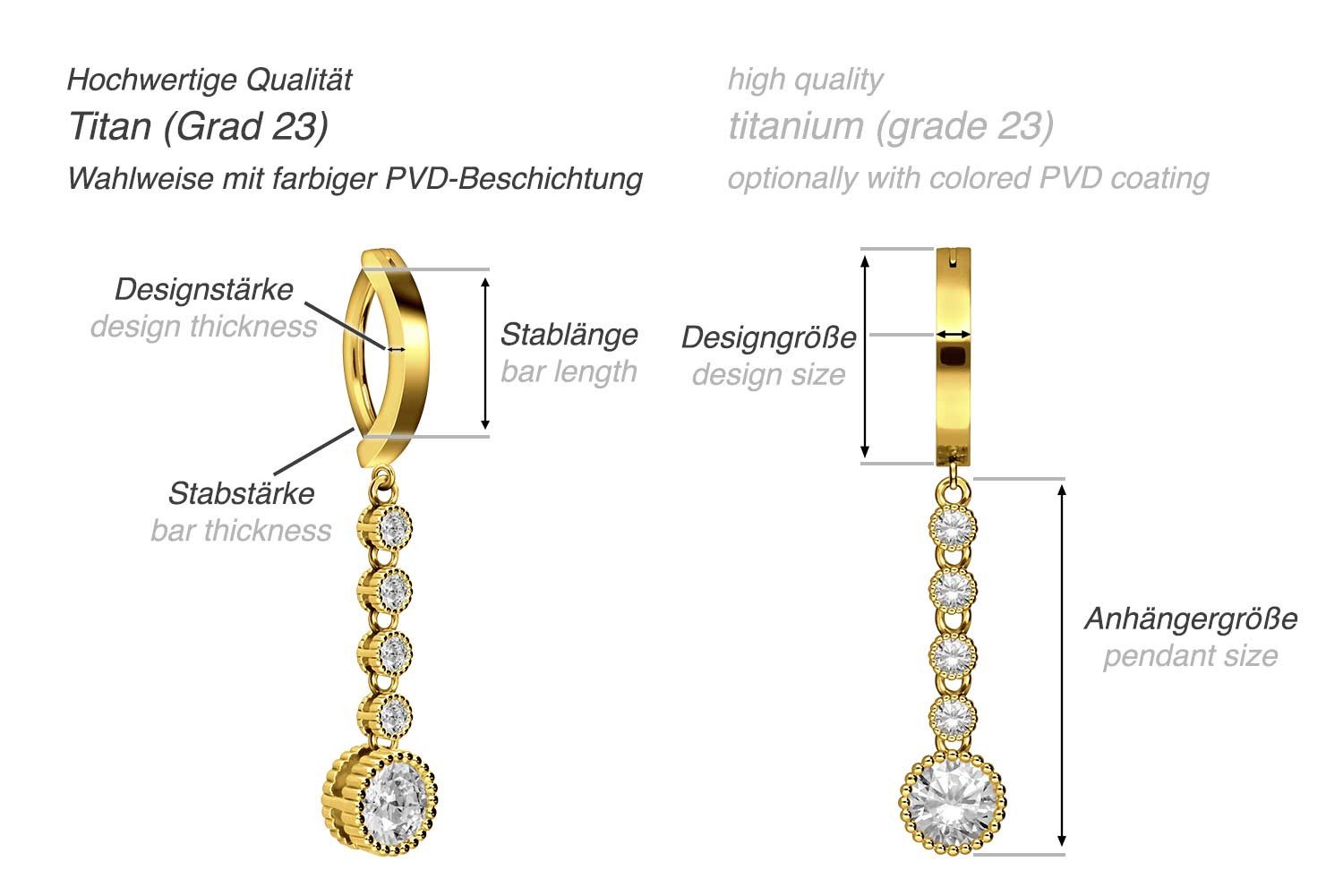 PIERCINGLINE Bauchnabelpiercing Titan Bauchnabelclicker BOGEN + 5 KRISTALLE (Clicker, 1-tlg)