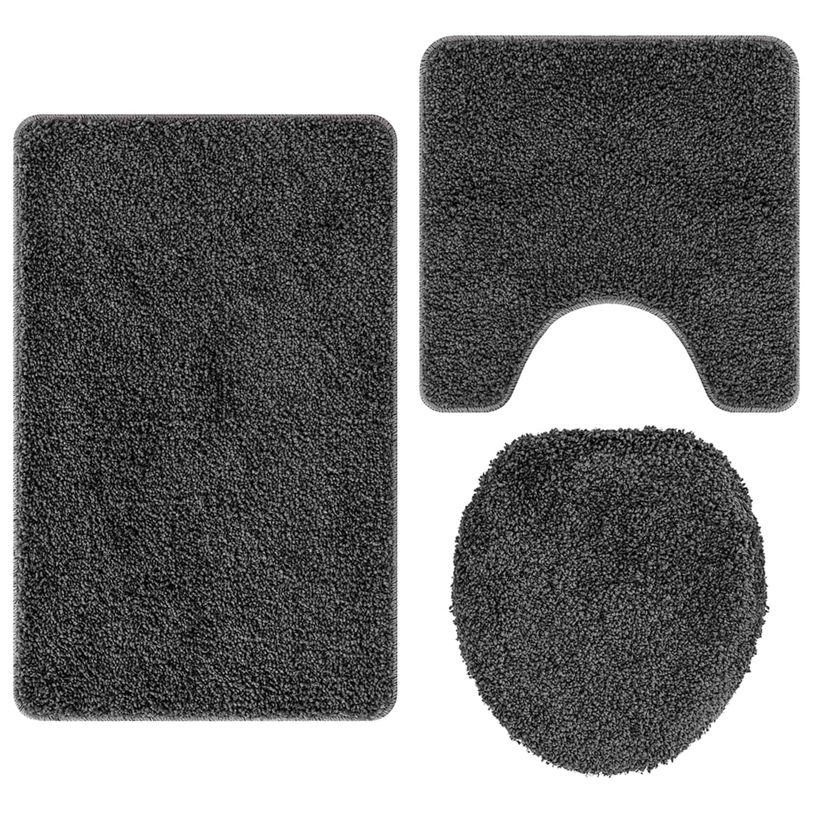 Badematte Anti-Rutsch Badematten-Set 3 pcs Dunkelgrau PP