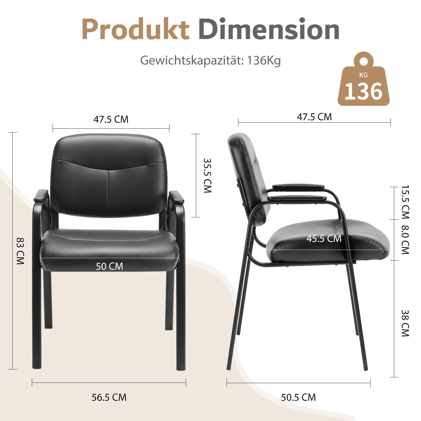 Refined Living Bürostuhl Besucherstuhl Konferenzstühle mit Gepolsterten Arm günstig online kaufen