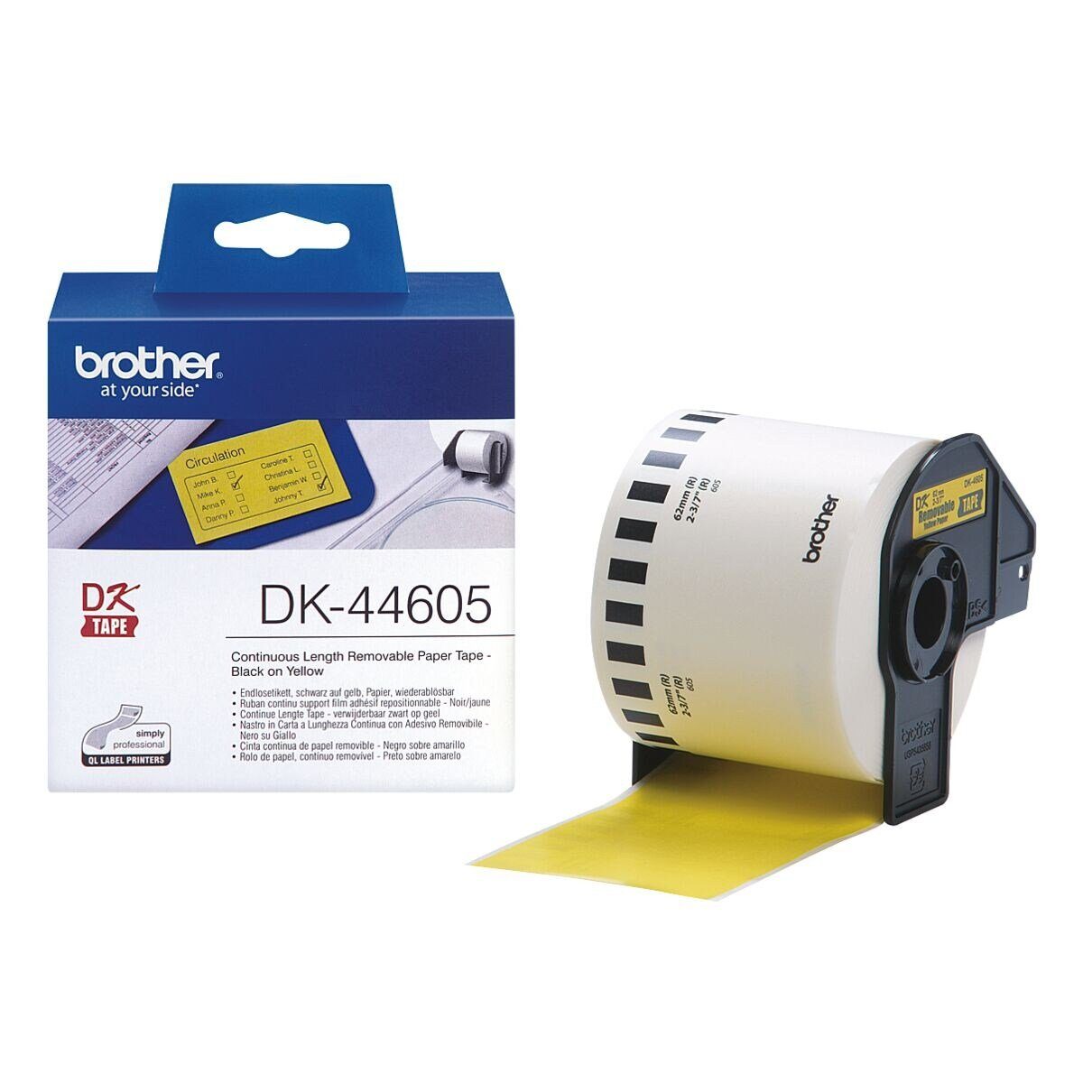 Brother Thermorolle DK-44605, Endlosrolle B/L 62 mm/30,48 m, wieder ablösbar