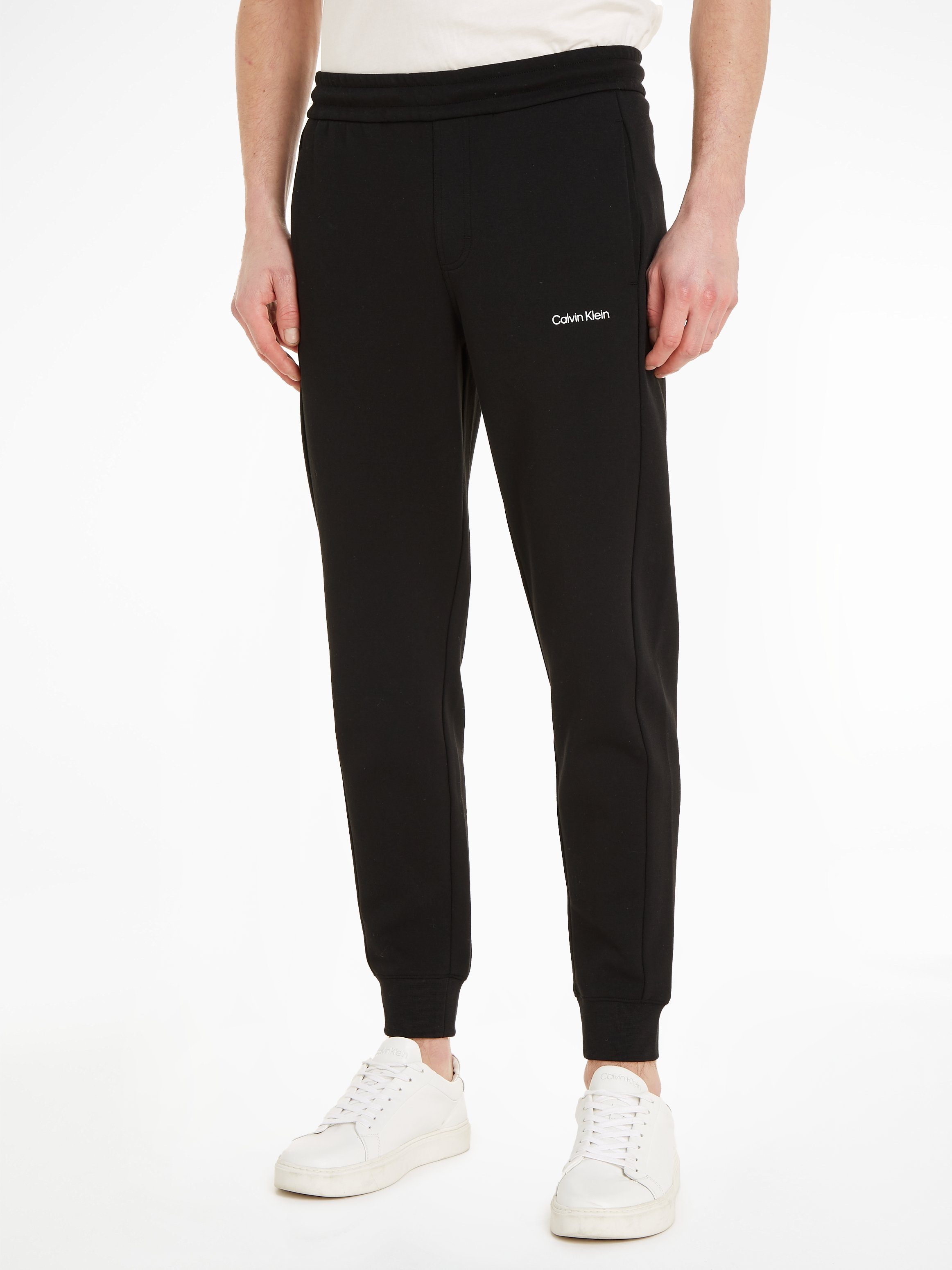 Calvin Klein Sweathose MICRO LOGO JOGGER mit kontrastfarbenem Saum am Bein schwarz