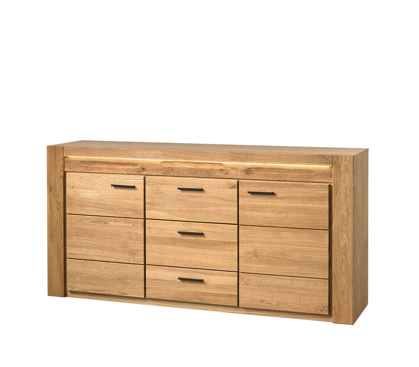 Empinio24 Sideboard Volo, Kommode Eiche teil-massiv 181 cm breit, mit 2 Türen 3 Schubladen