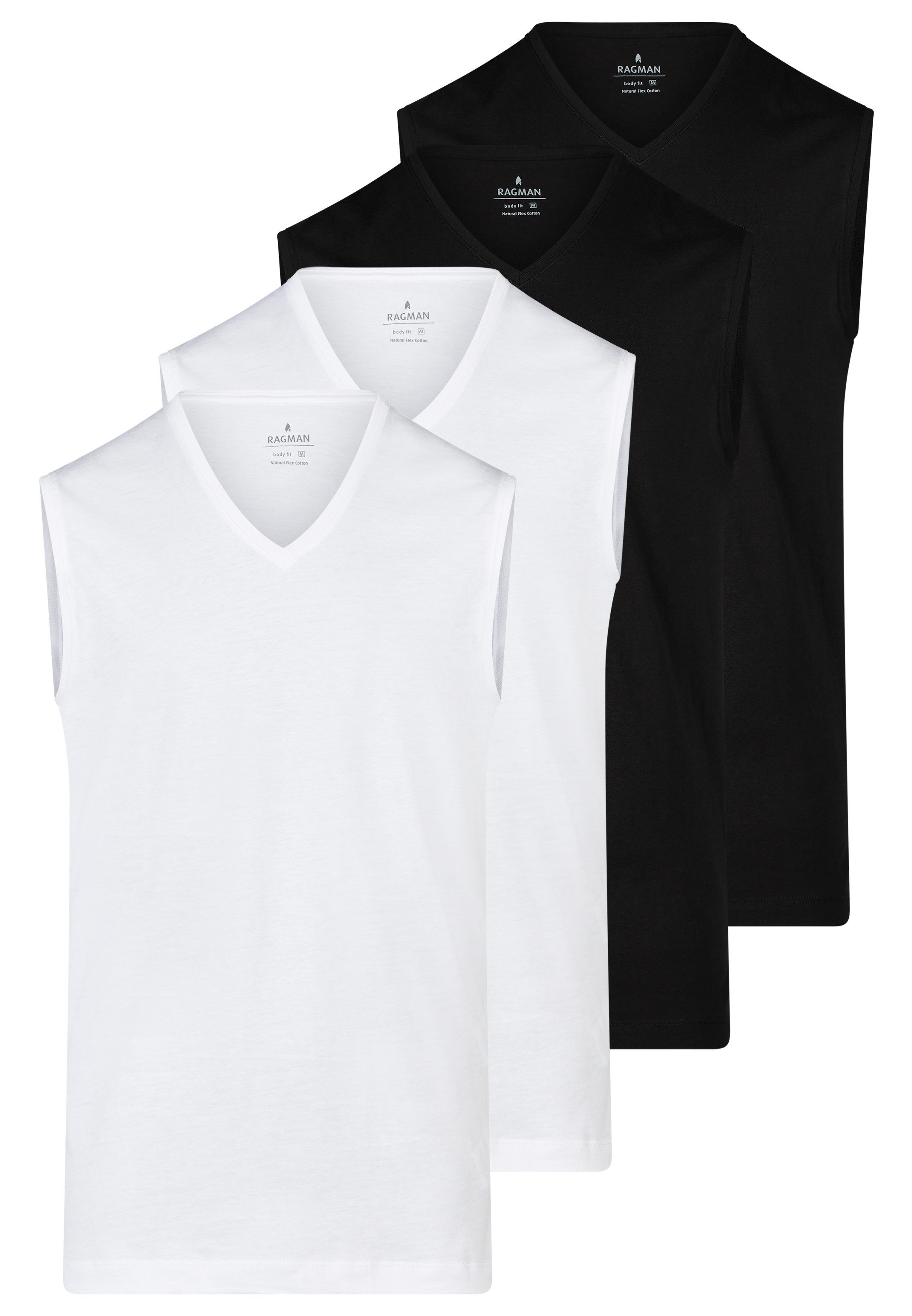 RAGMAN Unterhemd 4er Pack Basic (Spar-Set, 4-St) Unterhemd / Tanktop - Baumwolle - Atmungsaktiv