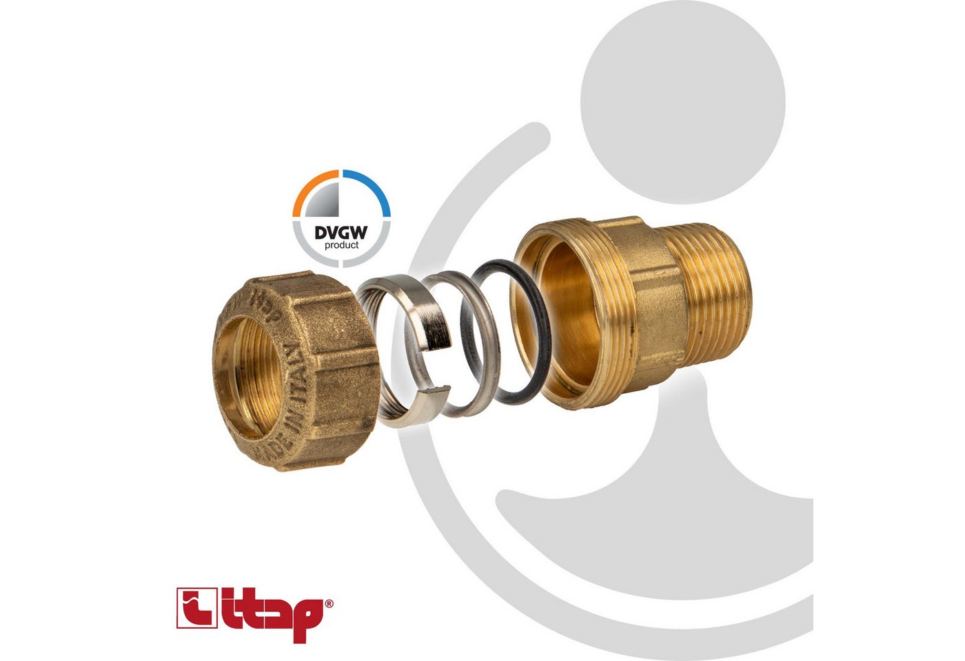 Thumbnail - ITAP s.p.a. Steckfitting VX Messing-Klemmverbinder gerade mit AG - DVGW zugelassen, Ø 50 mm x 1 1/2 AG