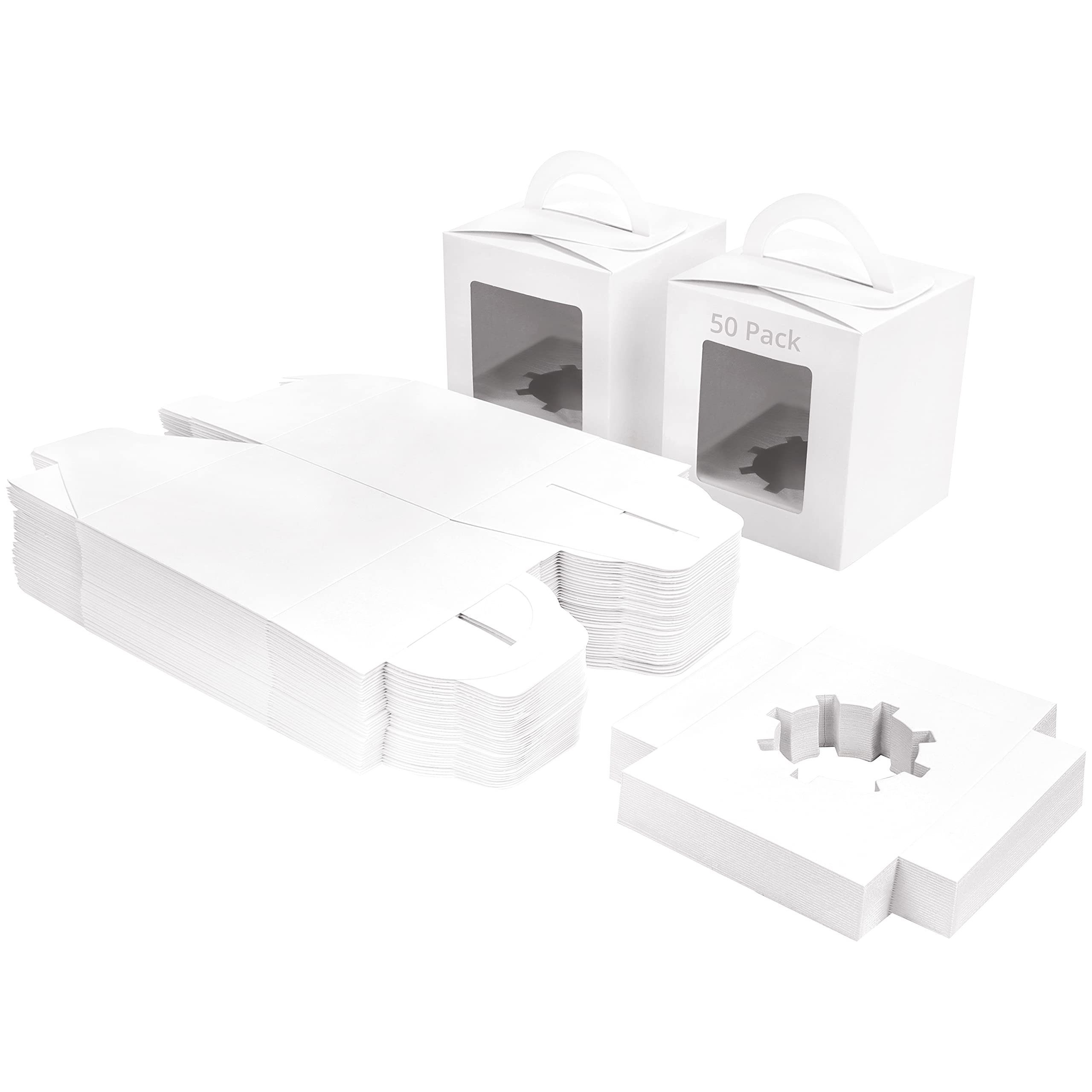 Belle Vous Geschenkbox Weiße Karton Geschenkboxen mit Fenster und Griff (50 Stück), White Cardboard Gift Boxes with Window and Handle (50 pcs)