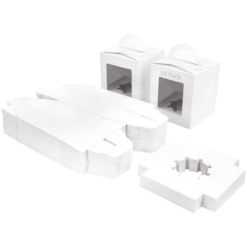 Belle Vous Geschenkbox Weiße Karton Geschenkboxen mit Fenster und Griff (50 Stück), White Cardboard Gift Boxes with Window and Handle (50 pcs)