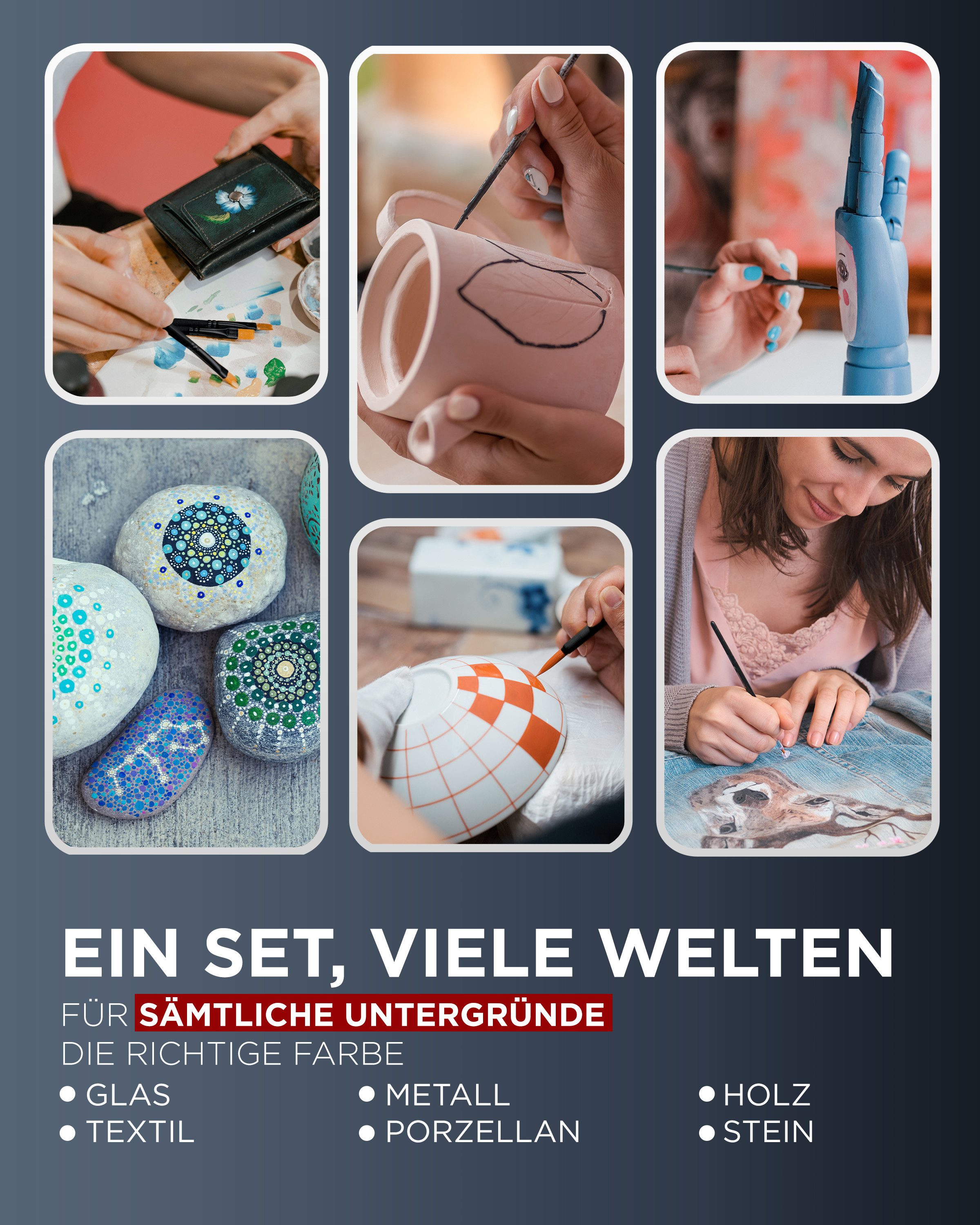 LIEBERGE Acrylfarbe Premium Set – 24 intensive Farben à 12ml mit hoher Deckkraft, hohe Farbbrillianz, lichtbeständig, wasserbasiert, schnelltrocknend – Bild 4 von 5