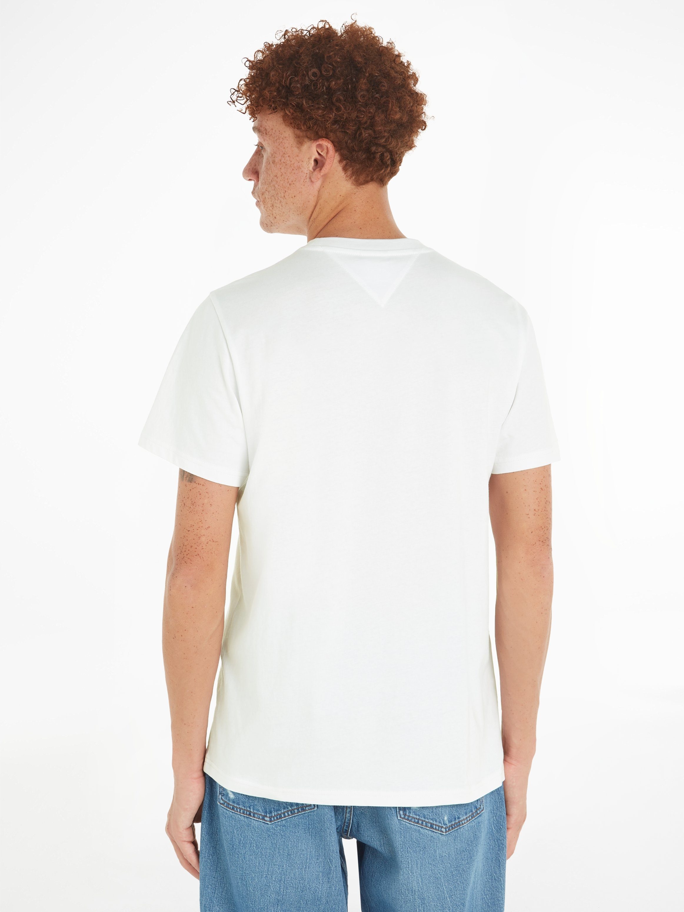 Tommy Jeans T-Shirt TJM Tommy Logodruck EXT White TEE SLIM GRAPHIC mit ESSTNL Jeans