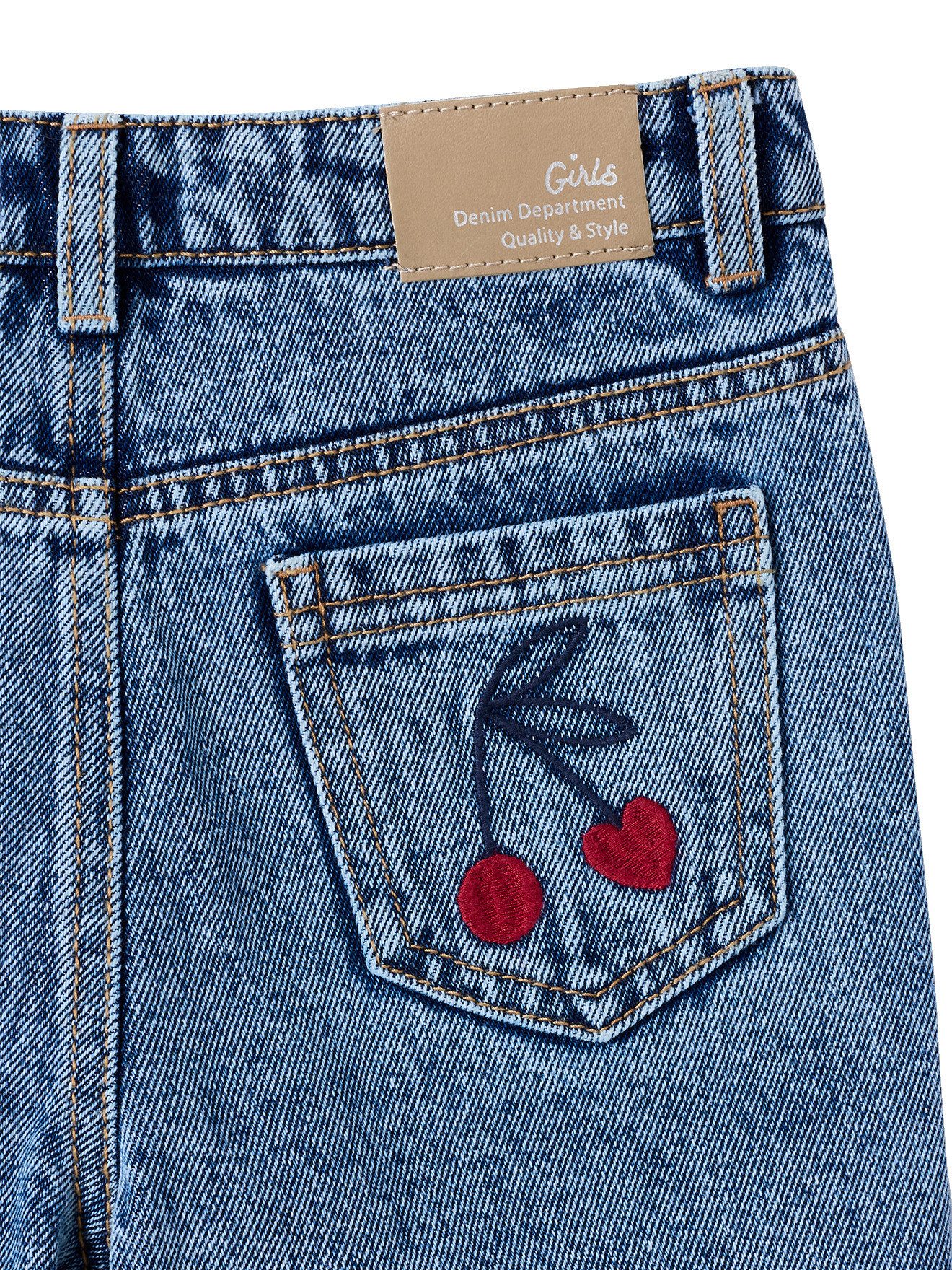 vertbaudet Mom-Jeans Mädchen Mom-Jeans mit Blumenstickerei mit Blumenstickerei