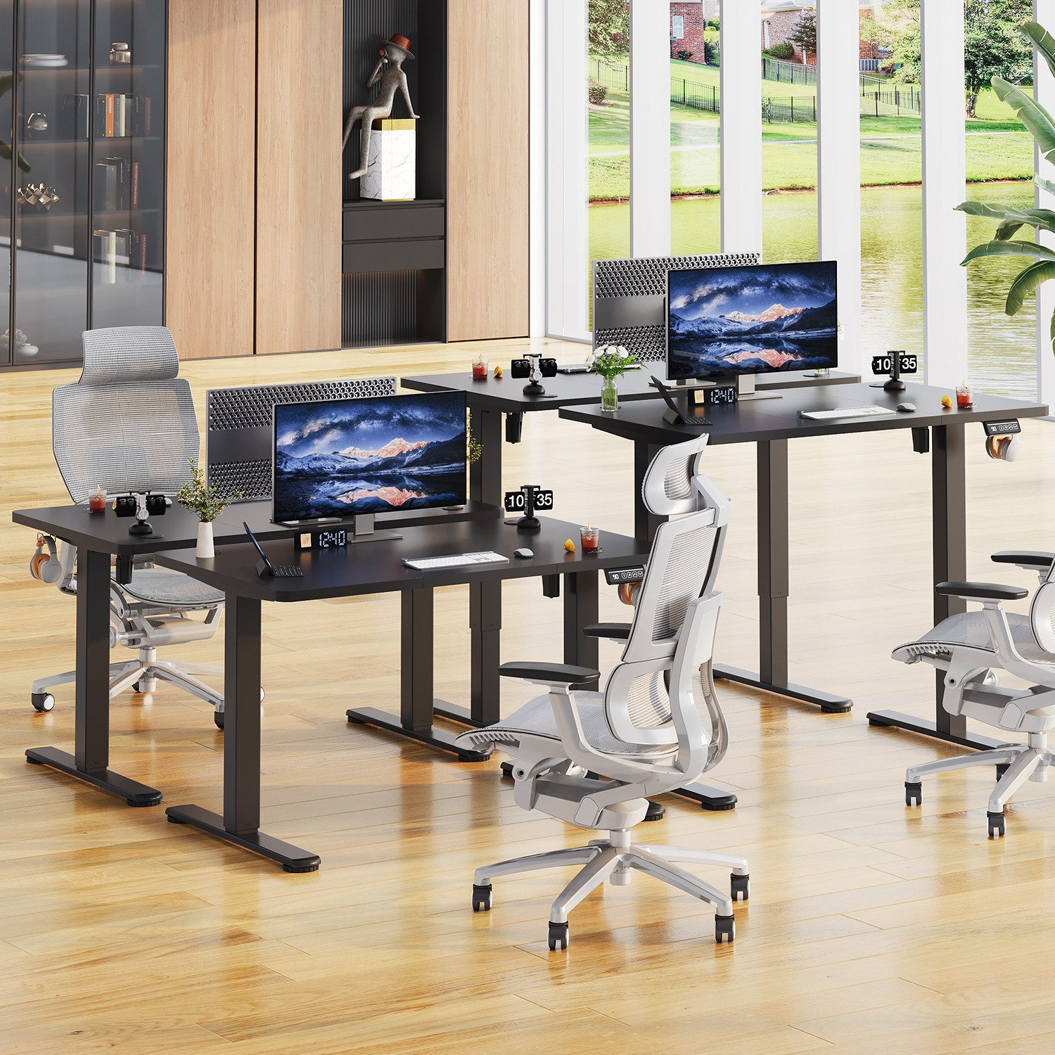 HOMALL Schreibtisch Höhenverstellbar elektrischer Memory-Funktion 100/120/140/160/180cm (Zweistufige Hohenverstellung Ergonomischer Kopfhorerhaken und Kabelhalterung)