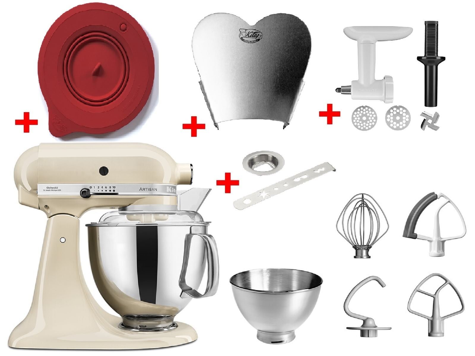 KitchenAid Küchenmaschine Artisan 4,8 Liter - 5KSM175PSEAC Sparset inkl. 4  Zubehöre, 300 W