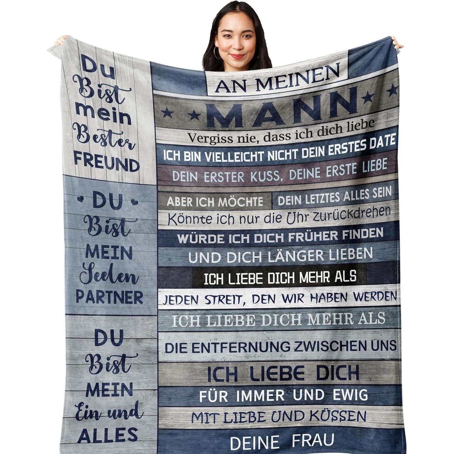 LuxusKollektion Badaccessoire-Set Decke Geschenk Ehemann Ich liebe dich 200x150cm 150X200CM Mann
