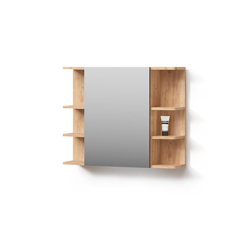 Livinity® Badezimmerspiegelschrank Fucino, Goldkraft Eiche/Anthrazit, 79.6 x 64 cm