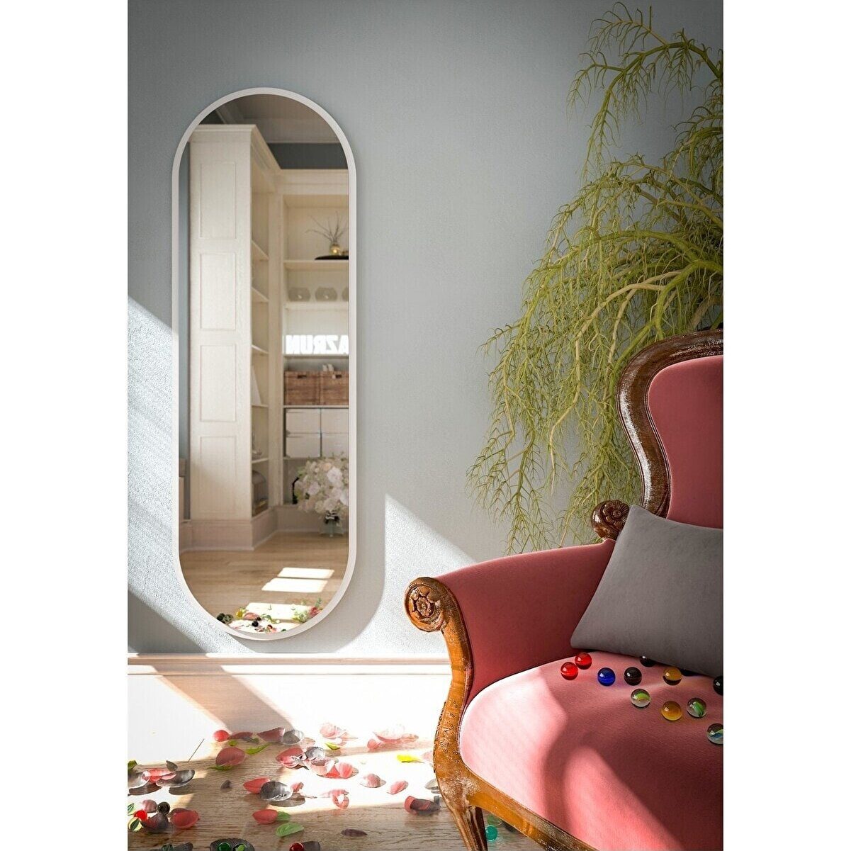 en.casa Spiegel (1-St), Ovaler Wandspiegel, 40 x 120 cm 91421428