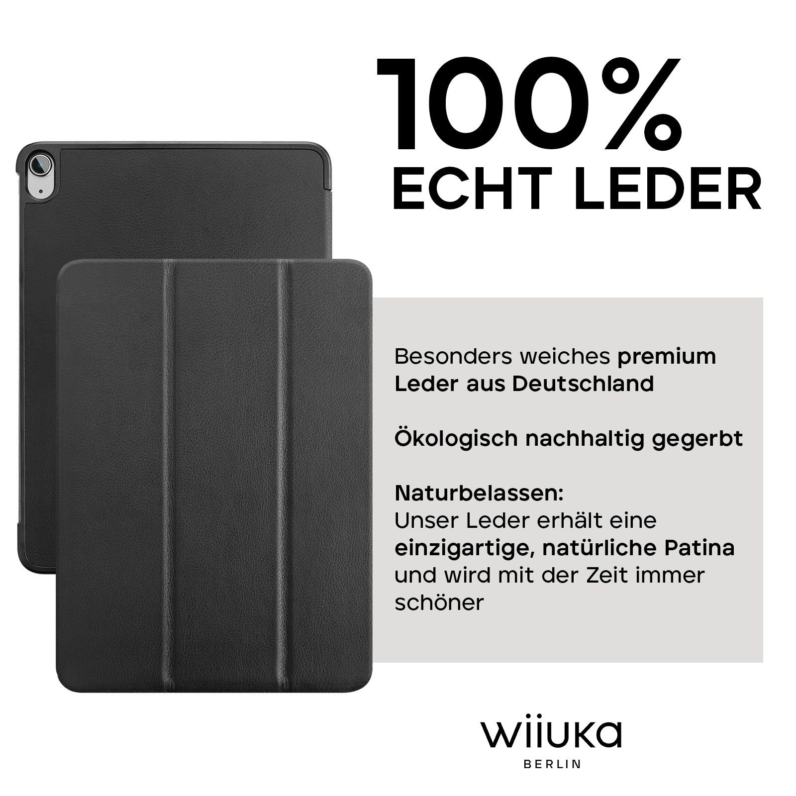 wiiuka Tablet-Hülle suiit Hülle für iPad Air 4 / 5, Klapphülle Handgefertigt - Deutsches Leder, Premium Case