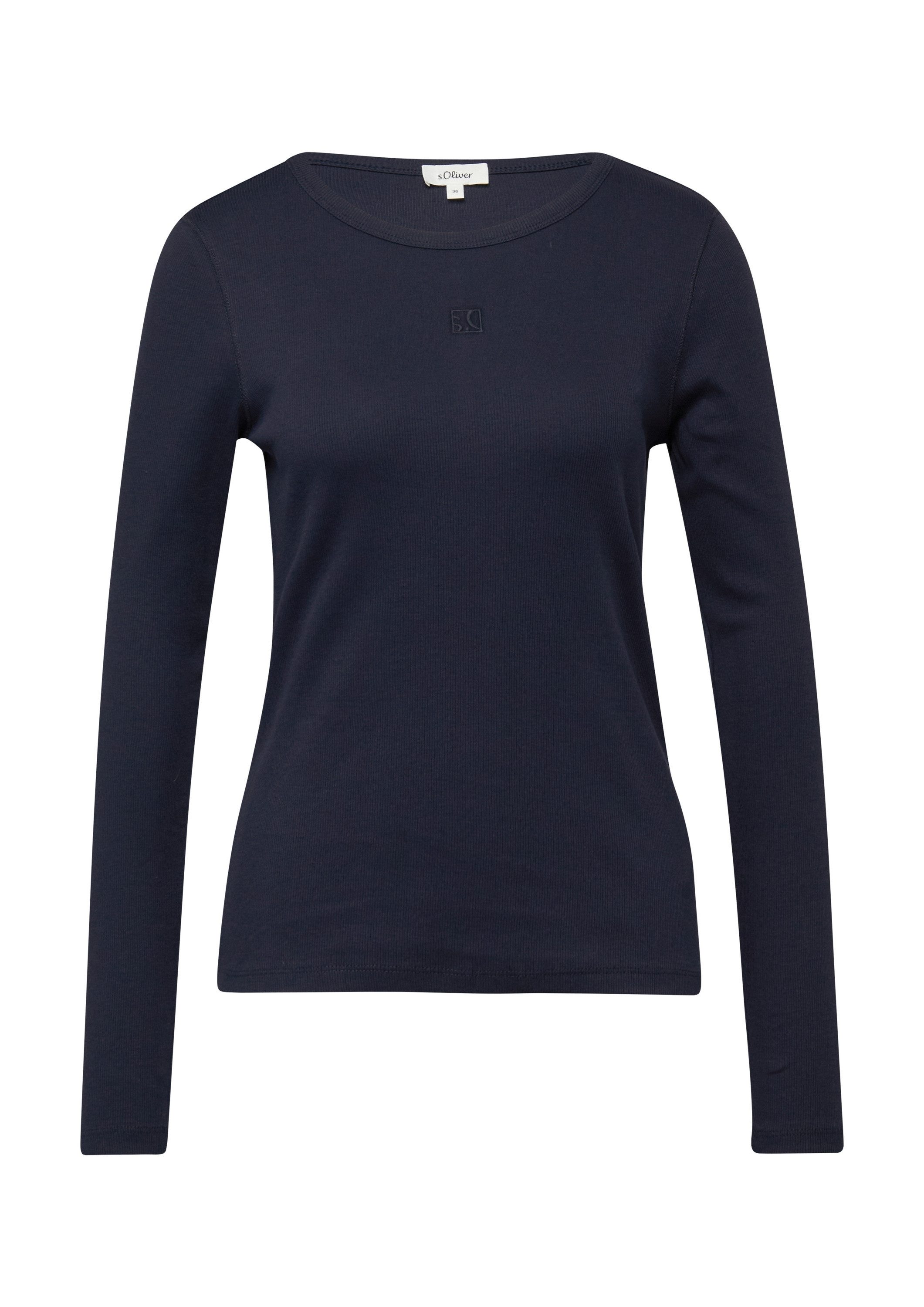 s.Oliver Langarmshirt T-Shirt Geripptes Langarmshirt im Slim Fit mit Sticke günstig online kaufen