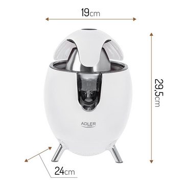 Adler Zitruspresse AD 4013, 800,00 W, Saftpresse elektrisch Fruchtfleisch Sieb Edelstahl Anti Tropf System