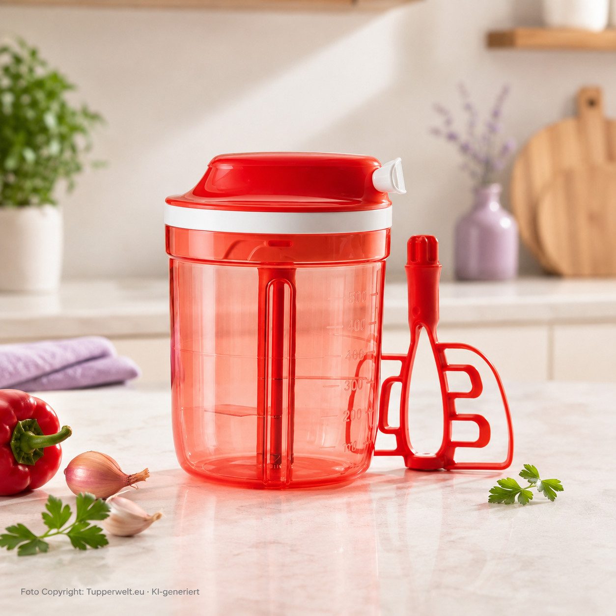 TUPPERWARE Gemüsehacker Tupperware SuperSonic Multi – manueller Zerkleinerer mit 3 Klingen