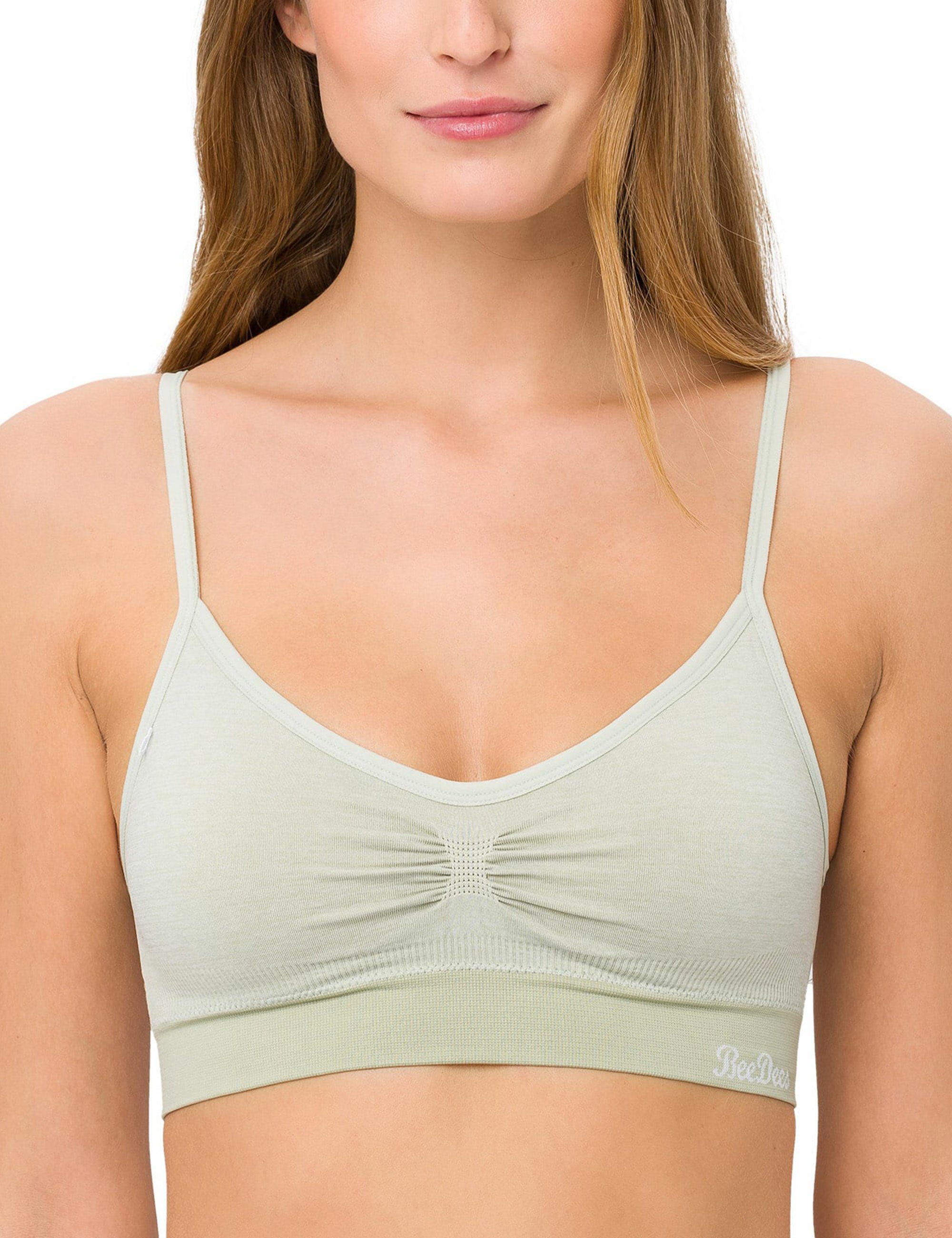 Beedees Bustier Comfee Strap verstellbaren Cups Trägern grün mit Top und (1, 1-tlg) herausnehmbaren