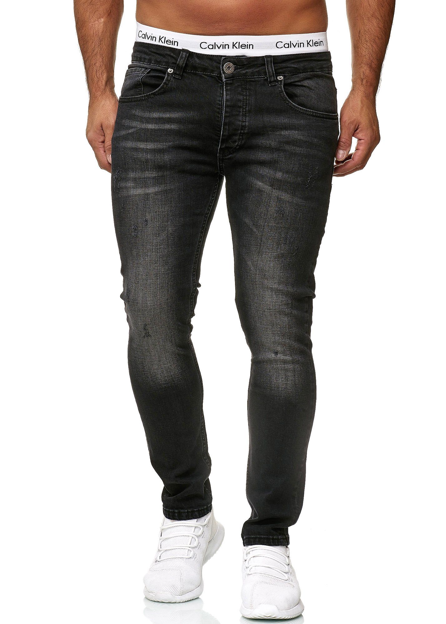 Fit 604 Skinny-fit-Jeans Designer Black Used Regular Jeans Dirty Code47 Skinny Jeanshose Basic Herren Hose Code47