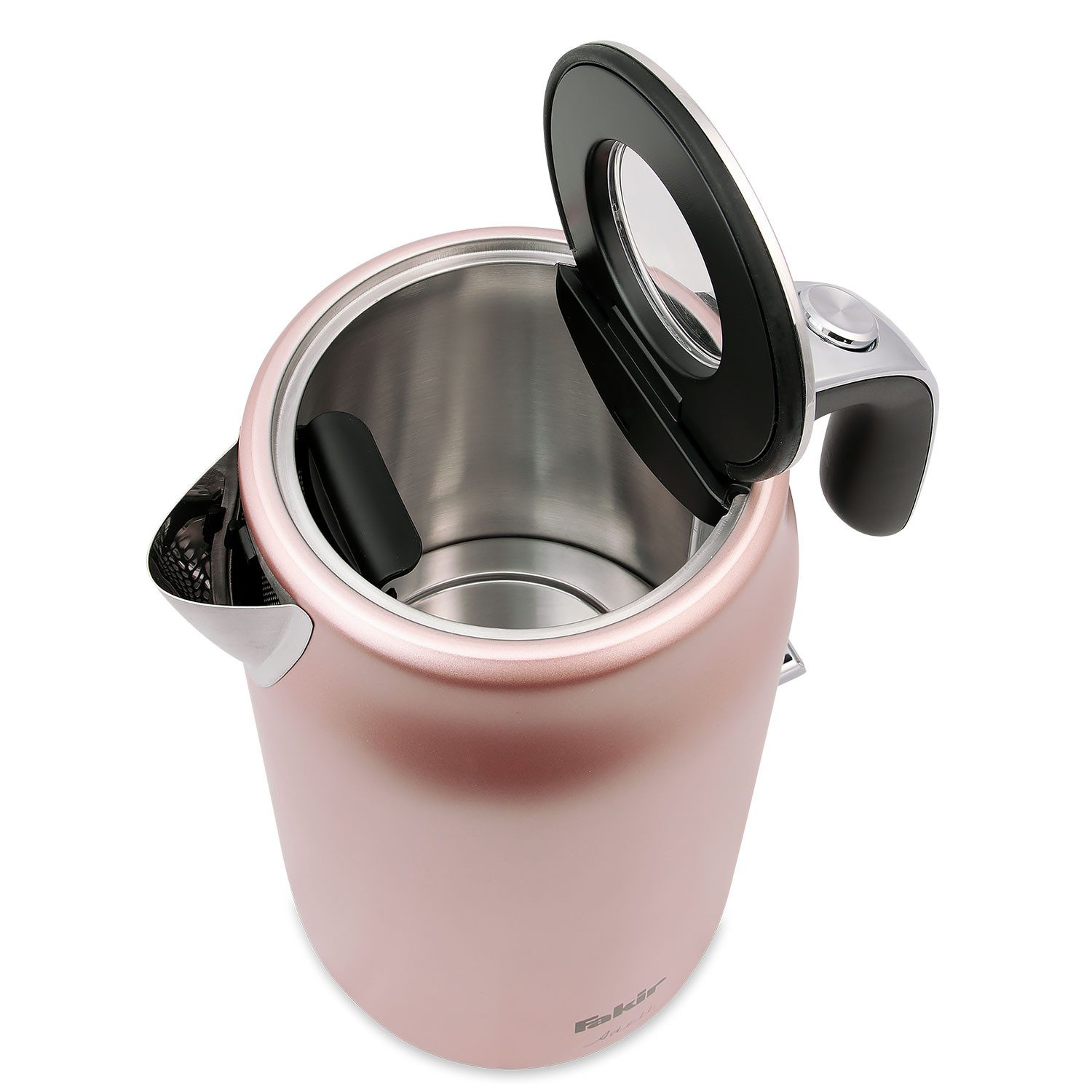 FAKIR Wasserkocher Adell Wasserkocher, 1.7 l, 2200 W, verdecktes Heizelement, Ein- und Ausschalter