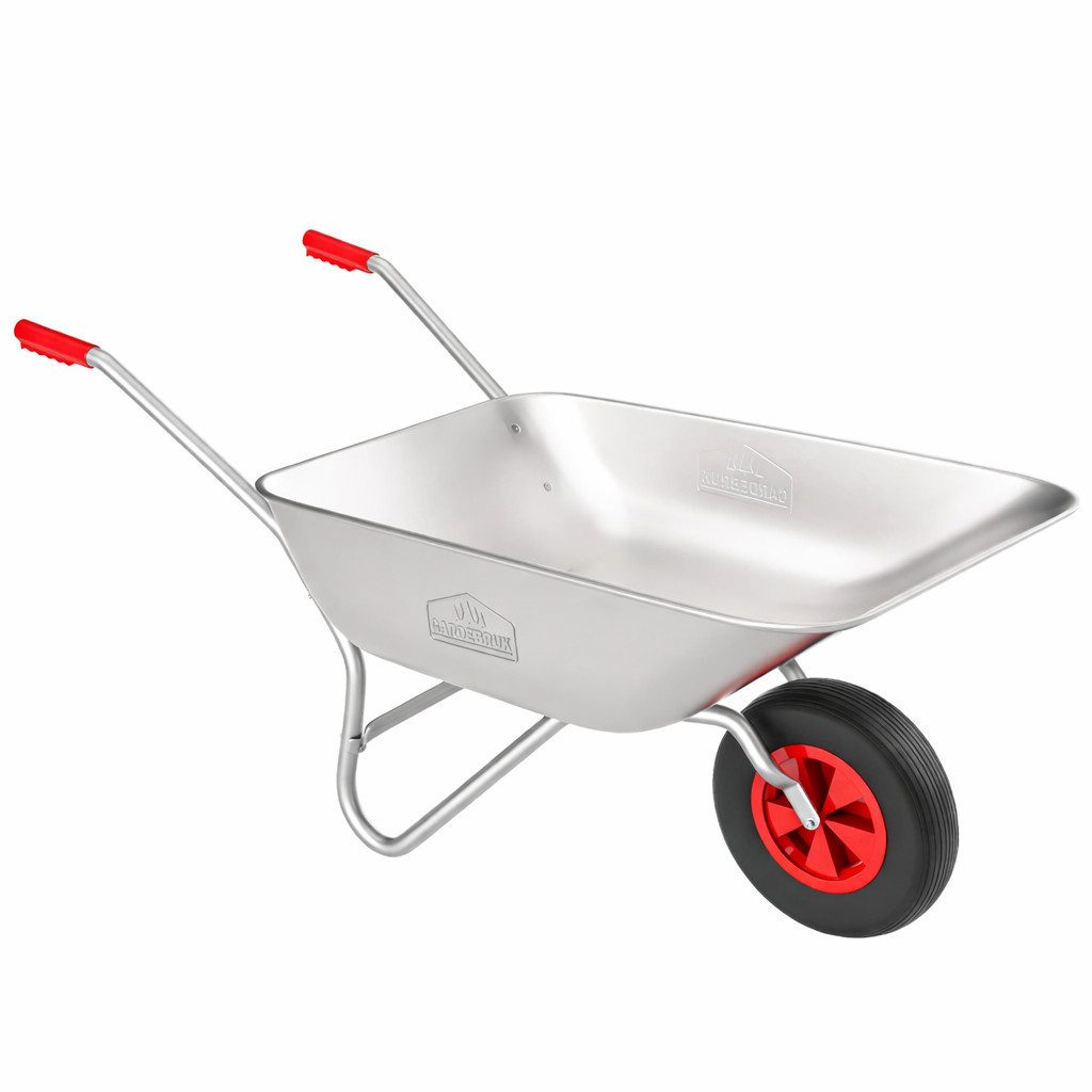 Gardebruk Schubkarre, Schubkarre Gartenkarre 80L verzinkt 80kg Bau Schiebkarre Luftreifen