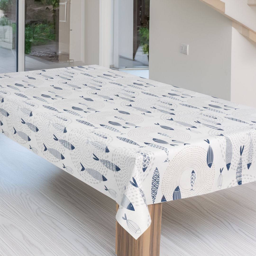 laro Tischdecke Wachstuch-Tischdecke Gartentischdecke Fische Nordsee Blau – Bild 2 von 5