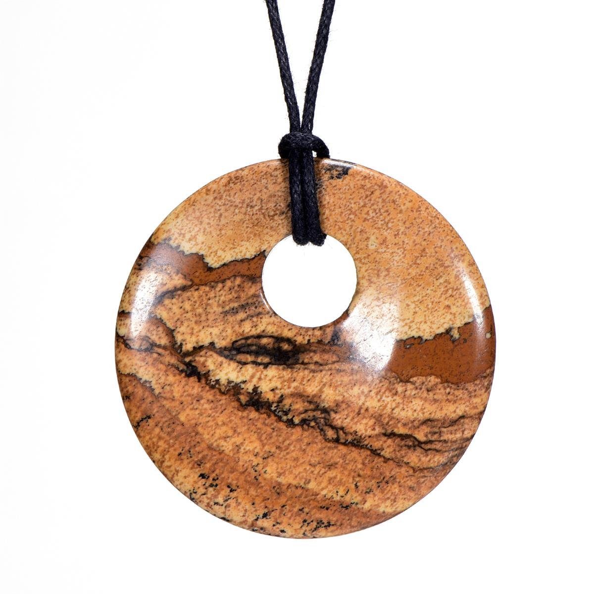 Valentinstagsgeschenk Morella Kette mit Anhänger Halskette 80 cm Donut Steinscheibe Anhänger (1-tlg), Damenkette mit Edelstein, Chakra, im Samtbeutel,