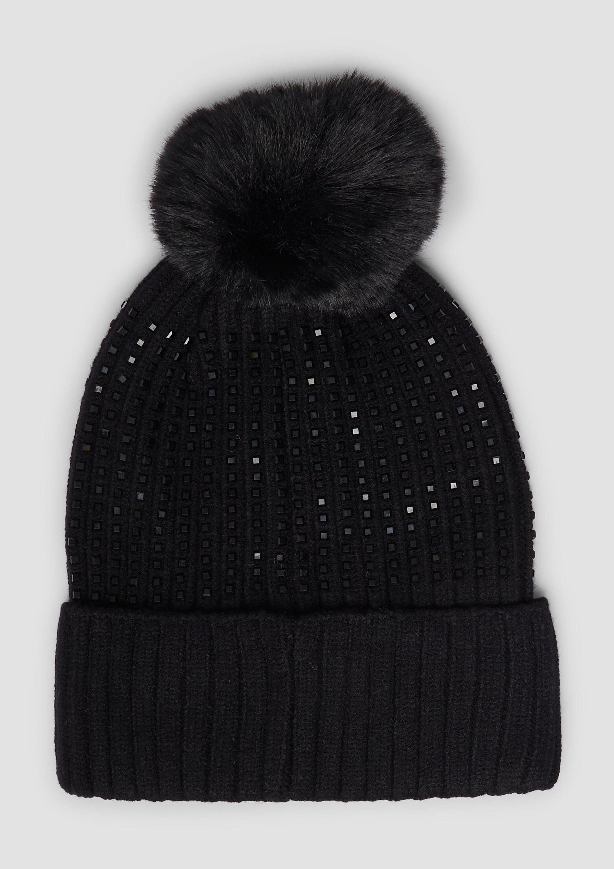 s.Oliver Strickmütze Mütze Strickmütze mit Schmucksteinen und Bommel günstig online kaufen