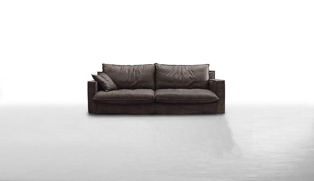 JVmoebel Sofa Dreisitzer Luxus Sofa 3 Sitz Sofas Sitz Leder Design Couch Möbel Stil Braun
