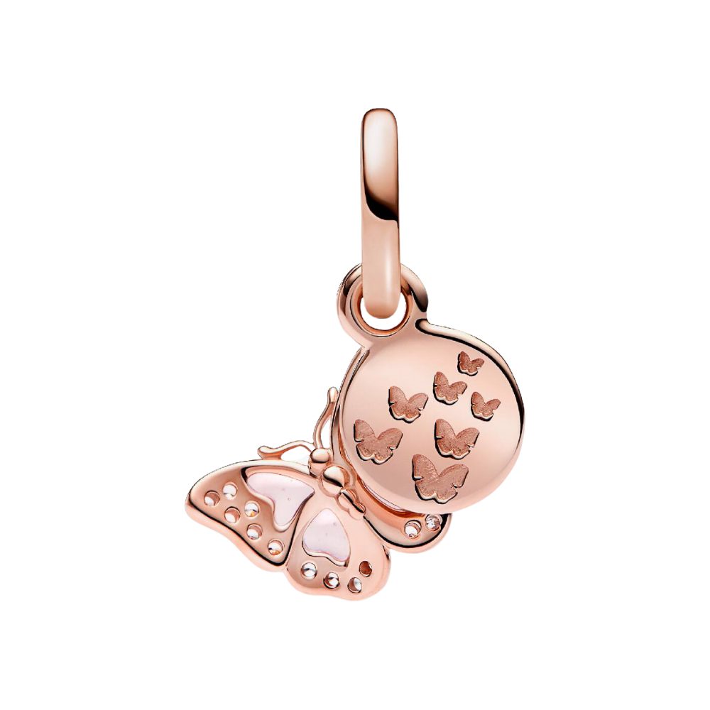 Pandora Charm Schmetterling ROSE-782555C01, Schmetterling, Rosa, Rosévergoldet, Zirkonia