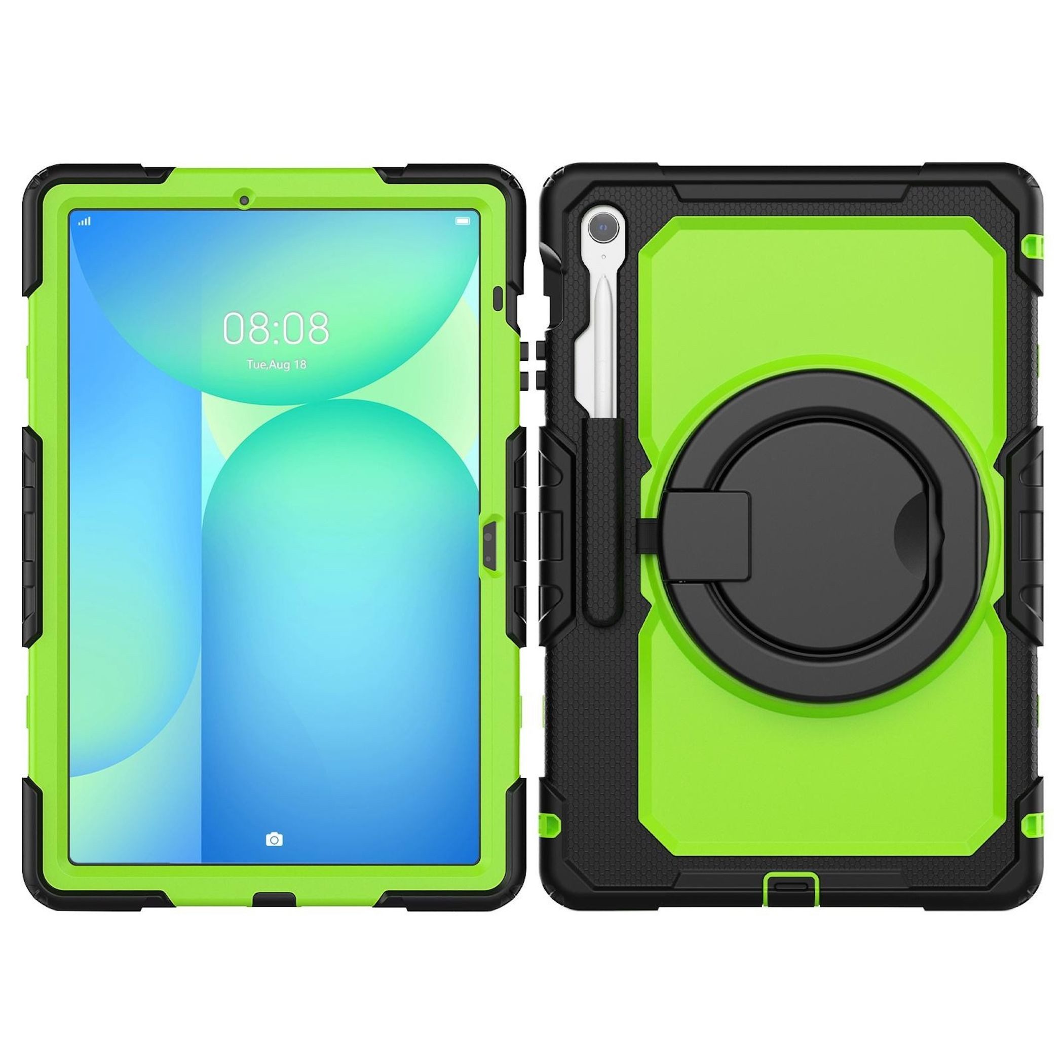 Wigento Tablet-Hülle Für Samsung Galaxy Tab S10 FE Plus Griff & Schultergurt Hülle Grün, Ringgriff, Schultergurt