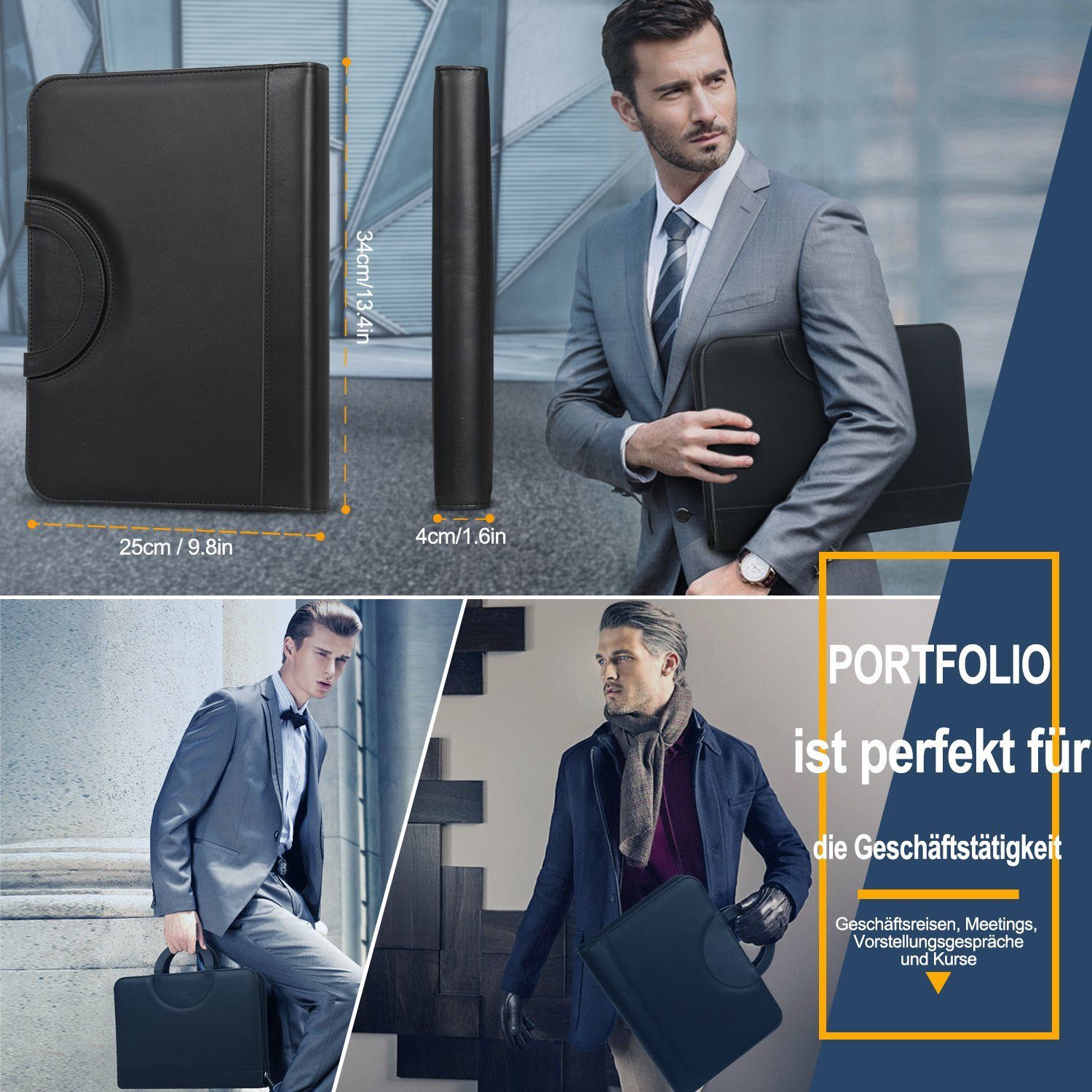 TEEHON Aktentasche Konferenzordner A4 Reißverschluss Magnetgriff mit Telefo günstig online kaufen