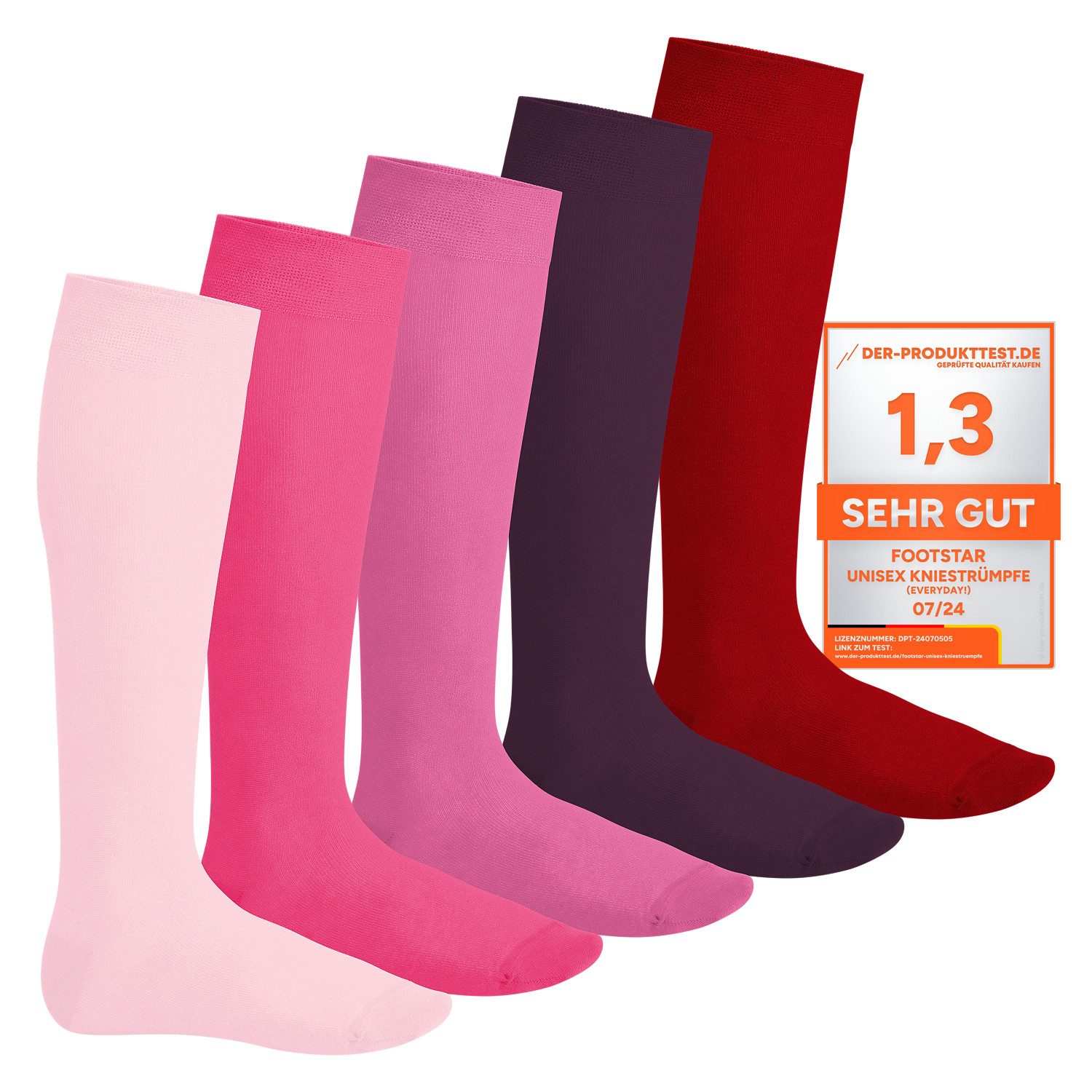 Footstar Langsocken EVERYDAY! 5 PAAR Damen & Herren Kniestrümpfe Lange Socken kniehoch