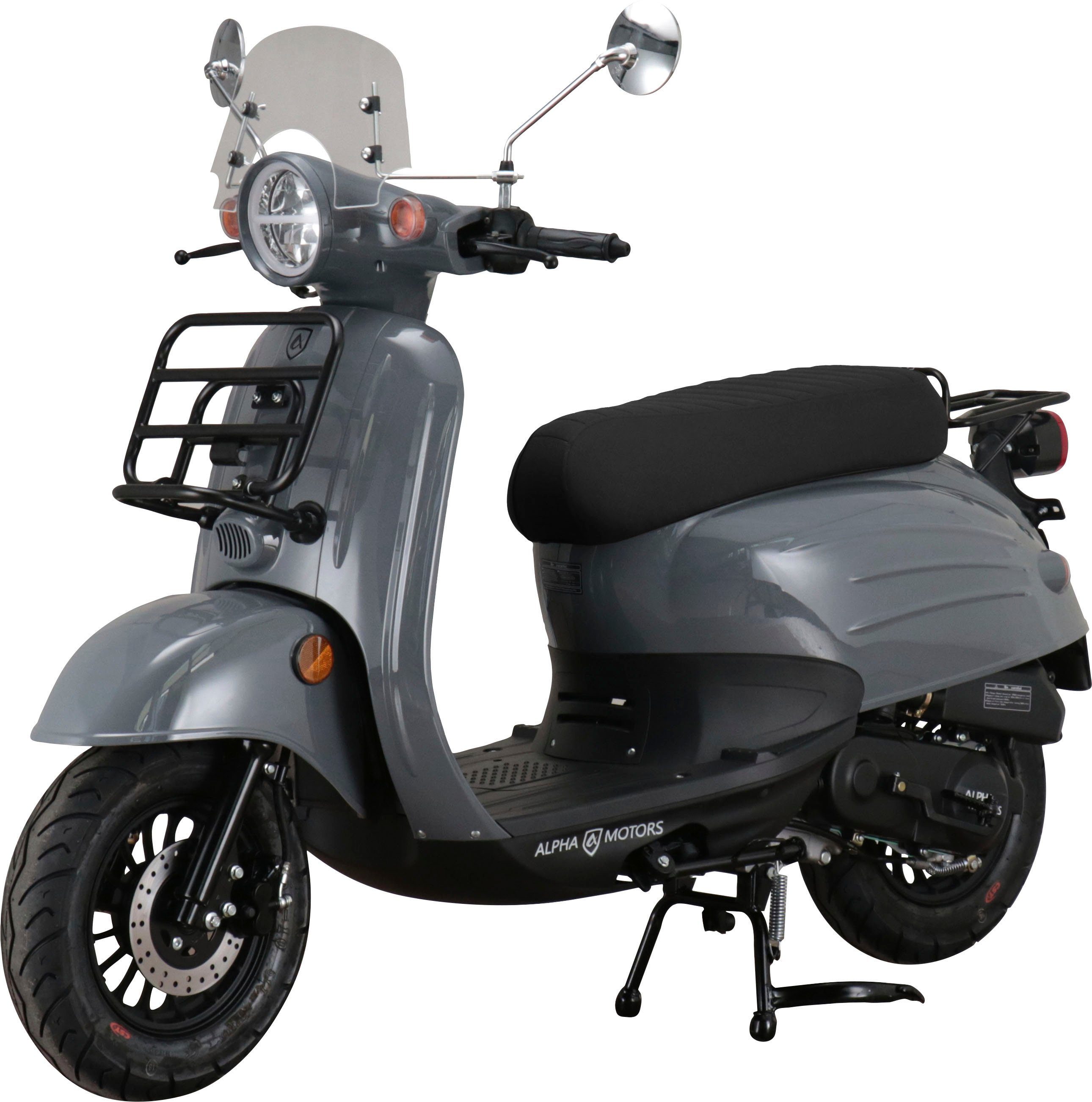 mit Euro Motorroller 45 50 Kraftstoffeinspritzung 5, Viertaktmotor Motors km/h, inkl. ccm, (EFI) hochmoderner Windschild, Adria, Alpha